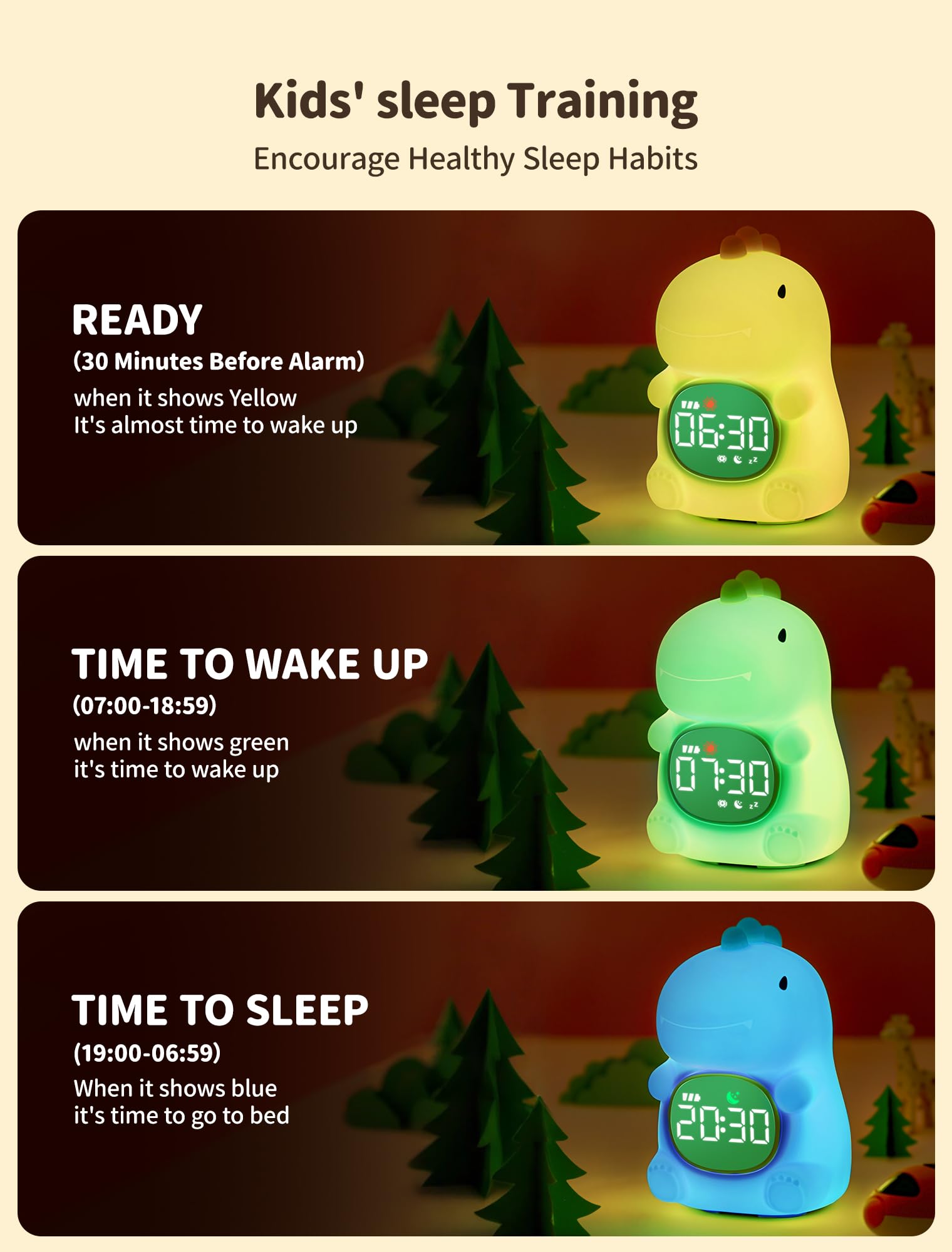 MASHI Christmas Kids Alarm Clock, Toddler Sleep Training Clock with Sun & Moon, Sleep Sound Machine, Night Lights, Ok to Wake Di