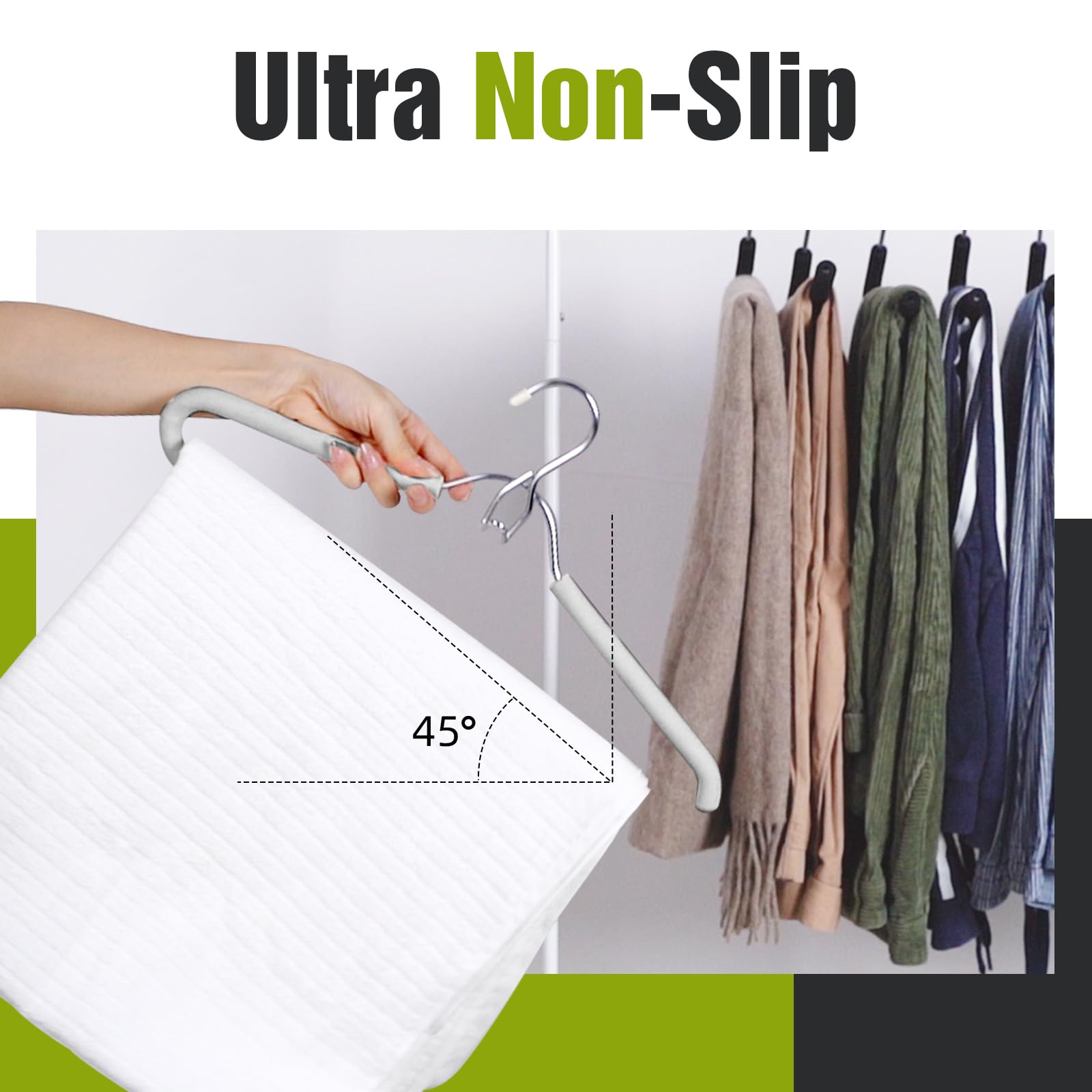 Spring Fever Foam Padded Clothes Hangers With Hooks - Sponge Non Slip Chrome Plating Heavy Duty Space Saving Open Ended For Wome
