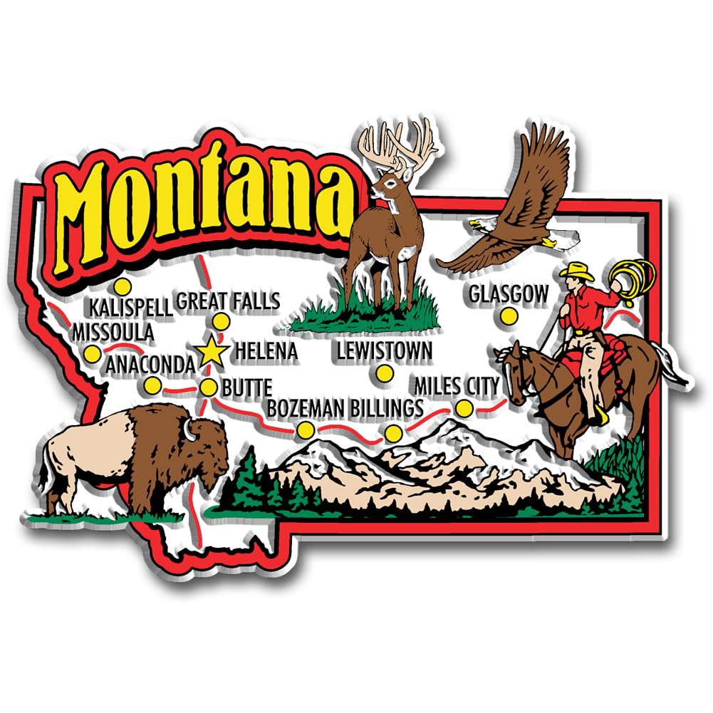 Montana Jumbo State Magnet by Classic Magnets, 4 x 2.8, Collectible Souvenirs Made in The USA