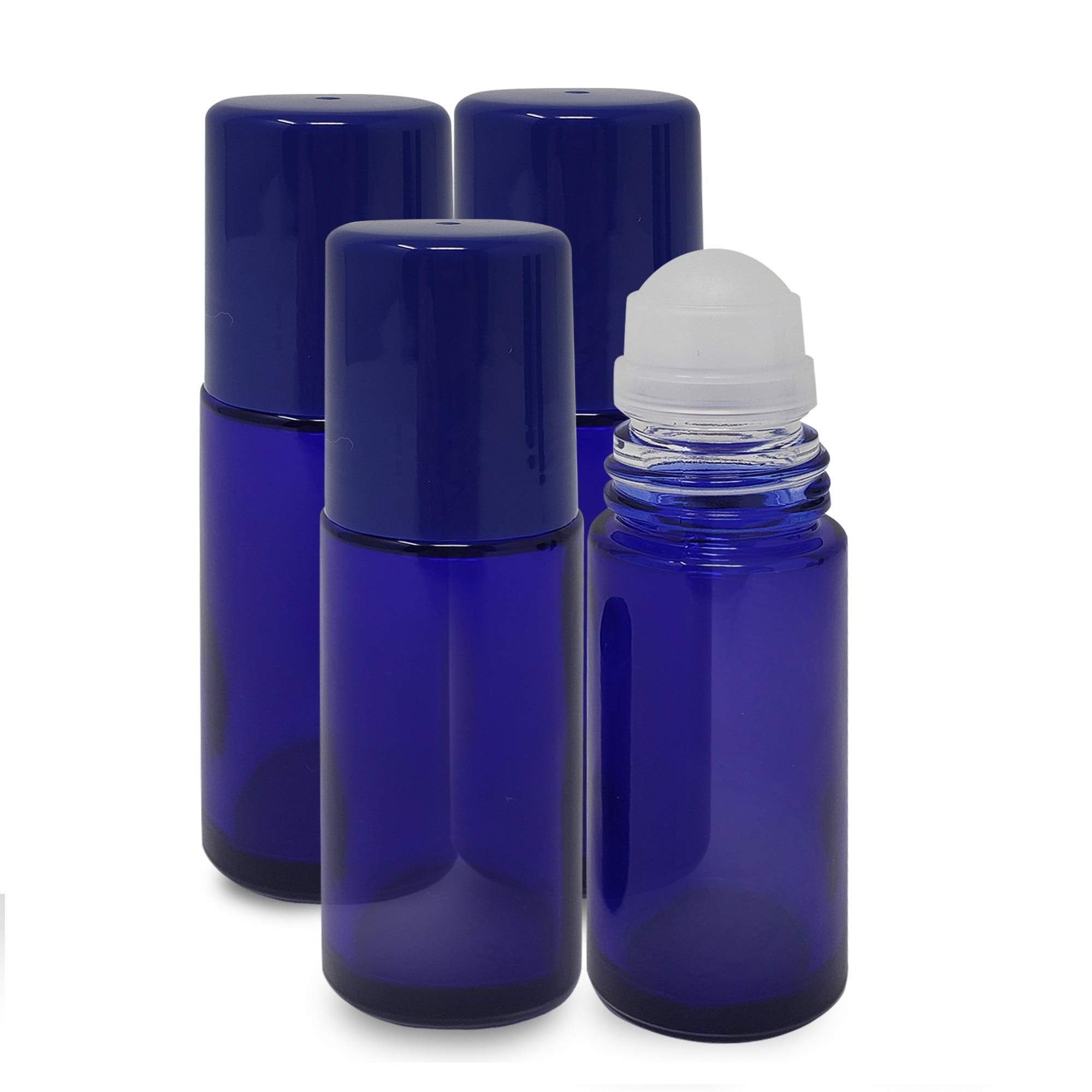 Onisavings 1 Oz (Pack Of 4) Empty Refillable Blue Color Glass Bottle