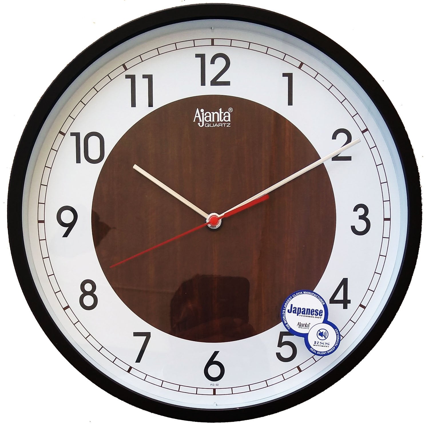 Ajanta Plastic Abstract Sweep Clock (30.3 Cm X 30.3 Cm X 4.5 Cm, Brown) - Analog