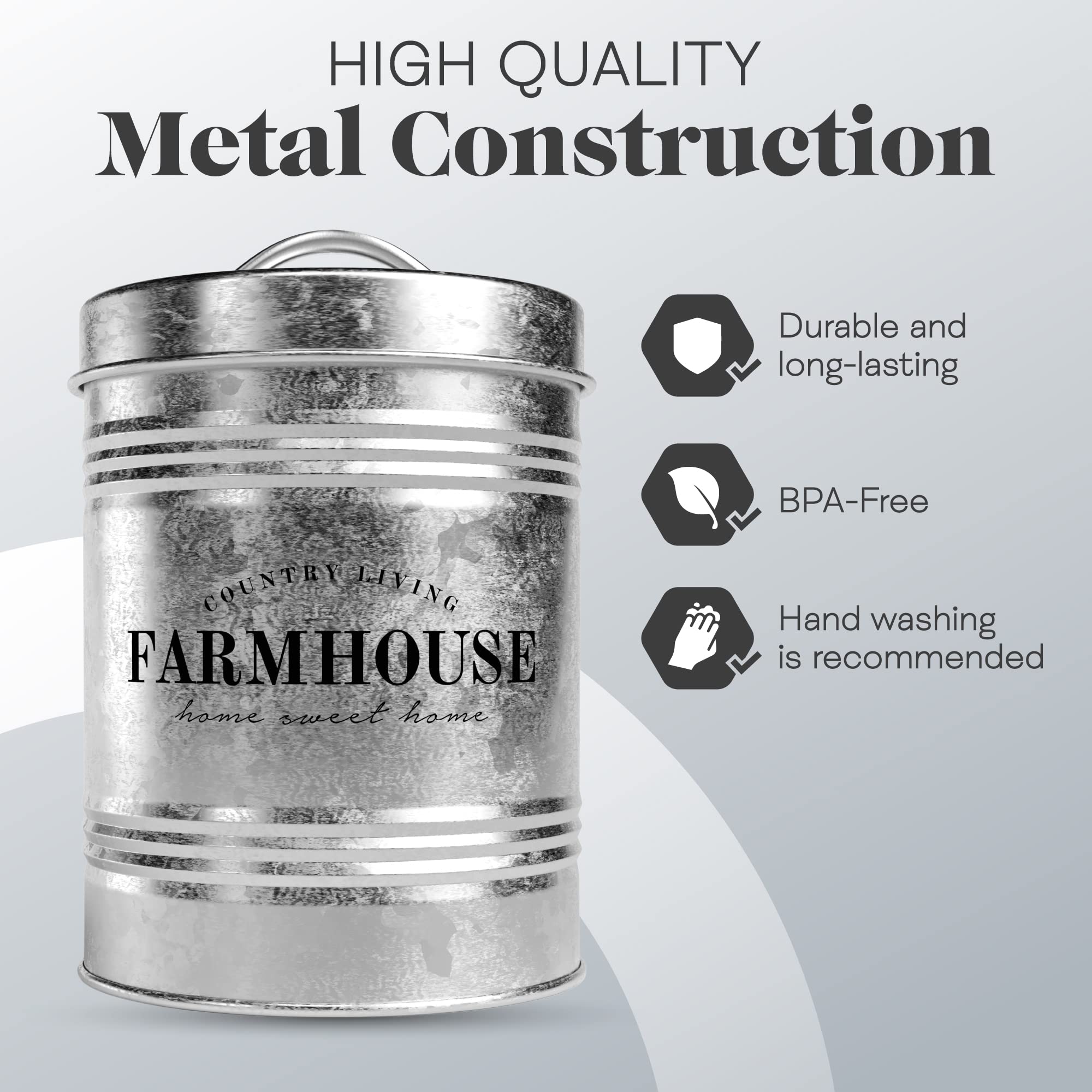 Amici Home Farmhouse Galvanized Canister | Dry Food Storage Container | Airtight Lid | 76 Oz Capacity | Farmhouse D  Cor | Rusti