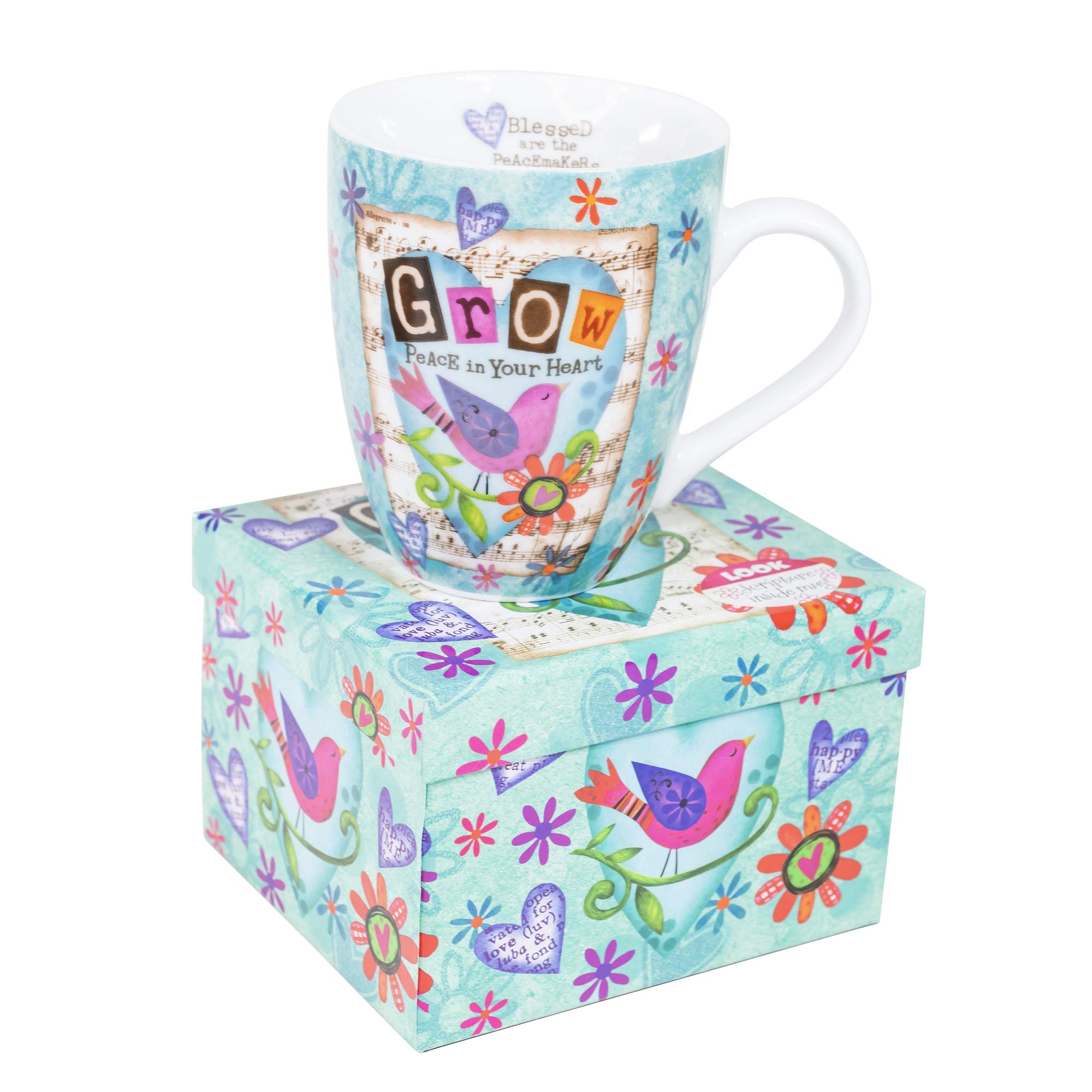 Divinity Boutique Ceramic Mug Grow Peace Bird, 1 Count (Pack of 1)