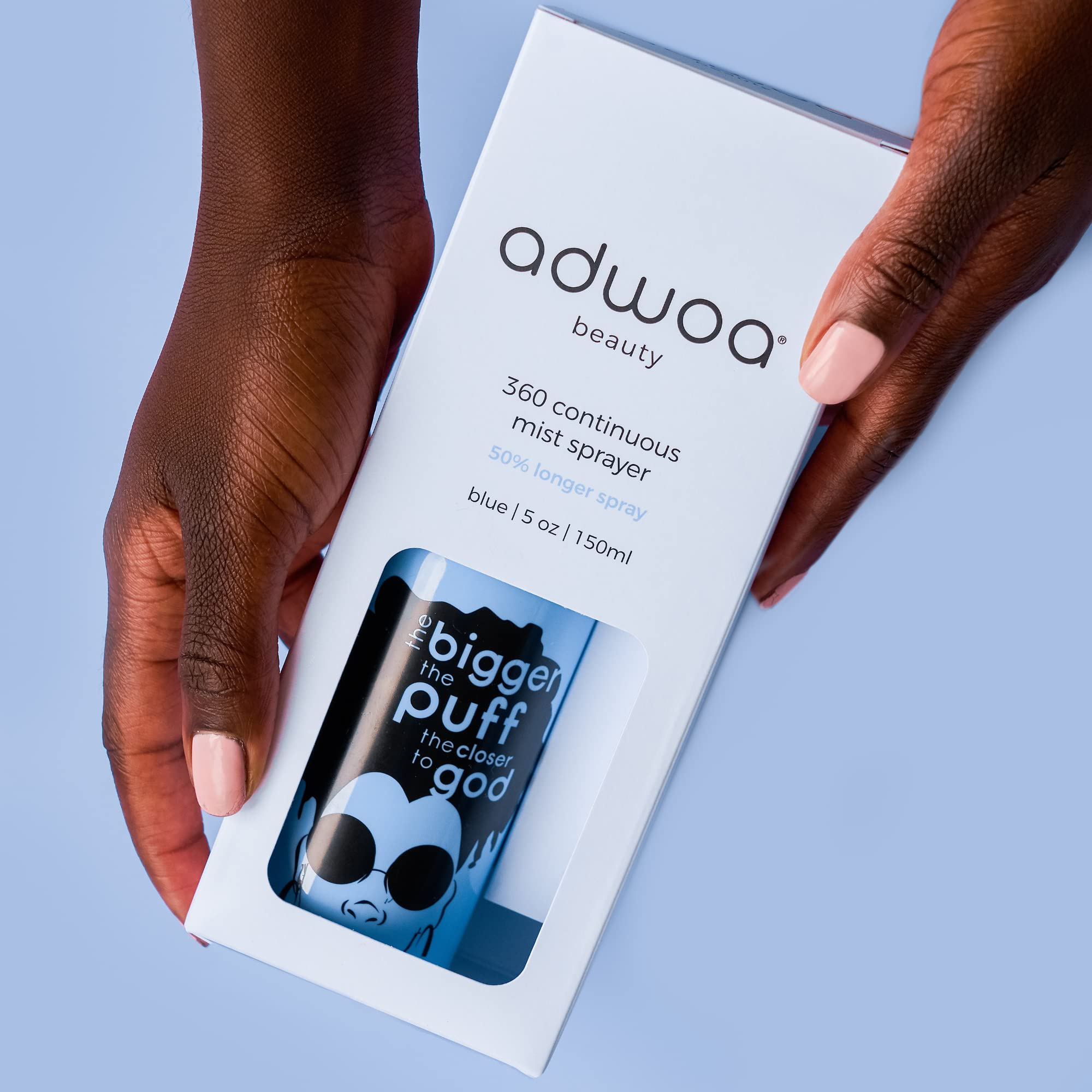 Adwoa Beauty Blue Custom Continuous Ultra Fine Mist Spray Bottle, Multi-Tasking For Hair, Skin, Home, Pet Care And More, Refilla