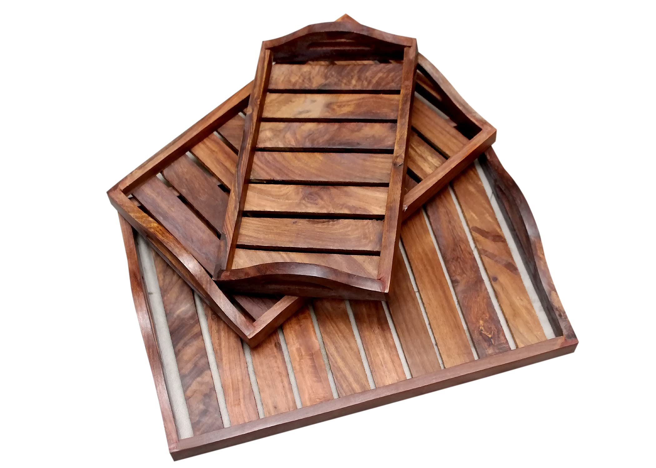 VDIX Wooden Tray for Decoration, Dining Room Table Wooden Tray for Serving, Dining Table Organizer, Serving Tray, Centre Table D