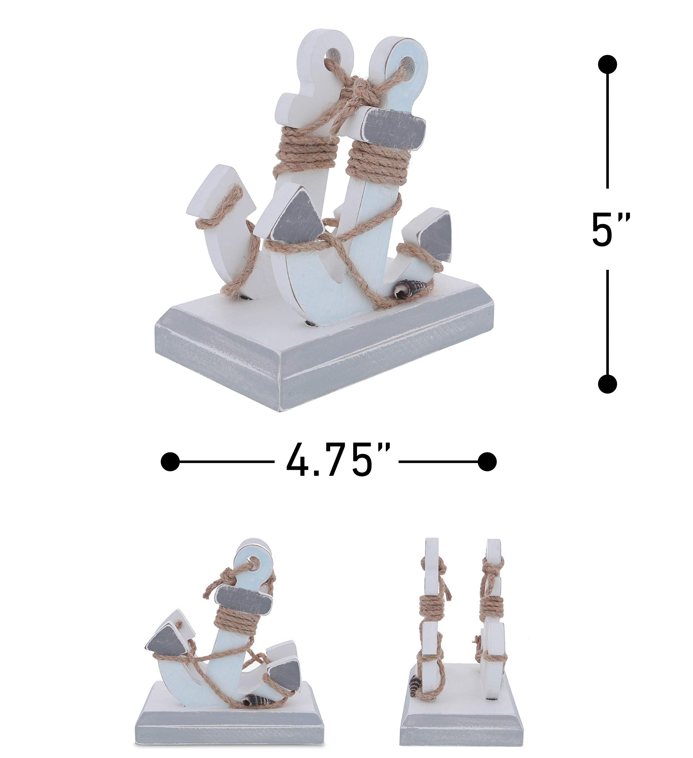 Cota Global Moonlight Anchor Napkin Holder - Nautical Themed Napkin Holder With Anchor And Rope, Beach Napkin Holder Decor For T
