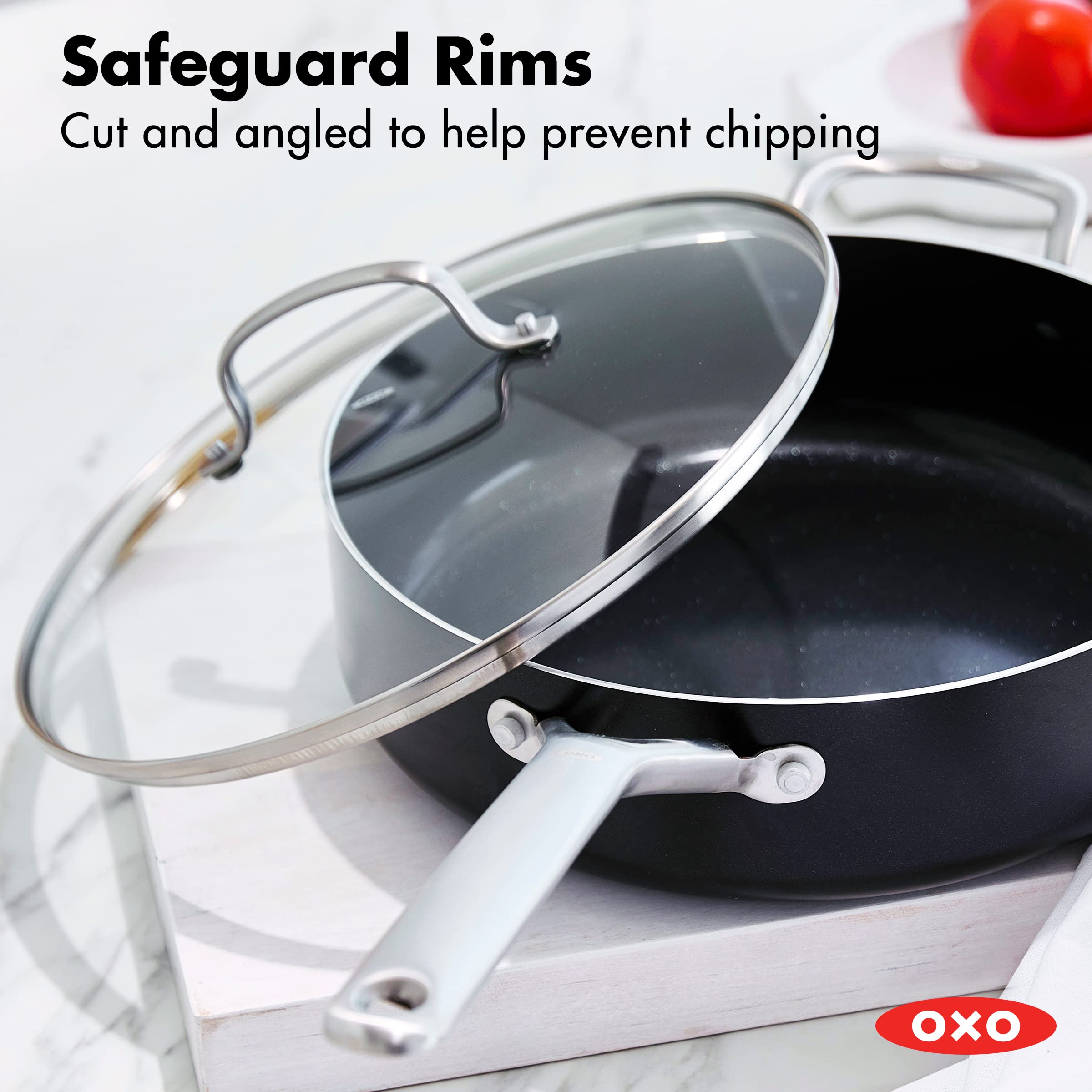 OXO Agility Series 10 Piece Cookware Pots and Pans Set, Ceramic Nonstick PFAS-Free, Induction, Skillets,Saucepans,Lids,Even Heat