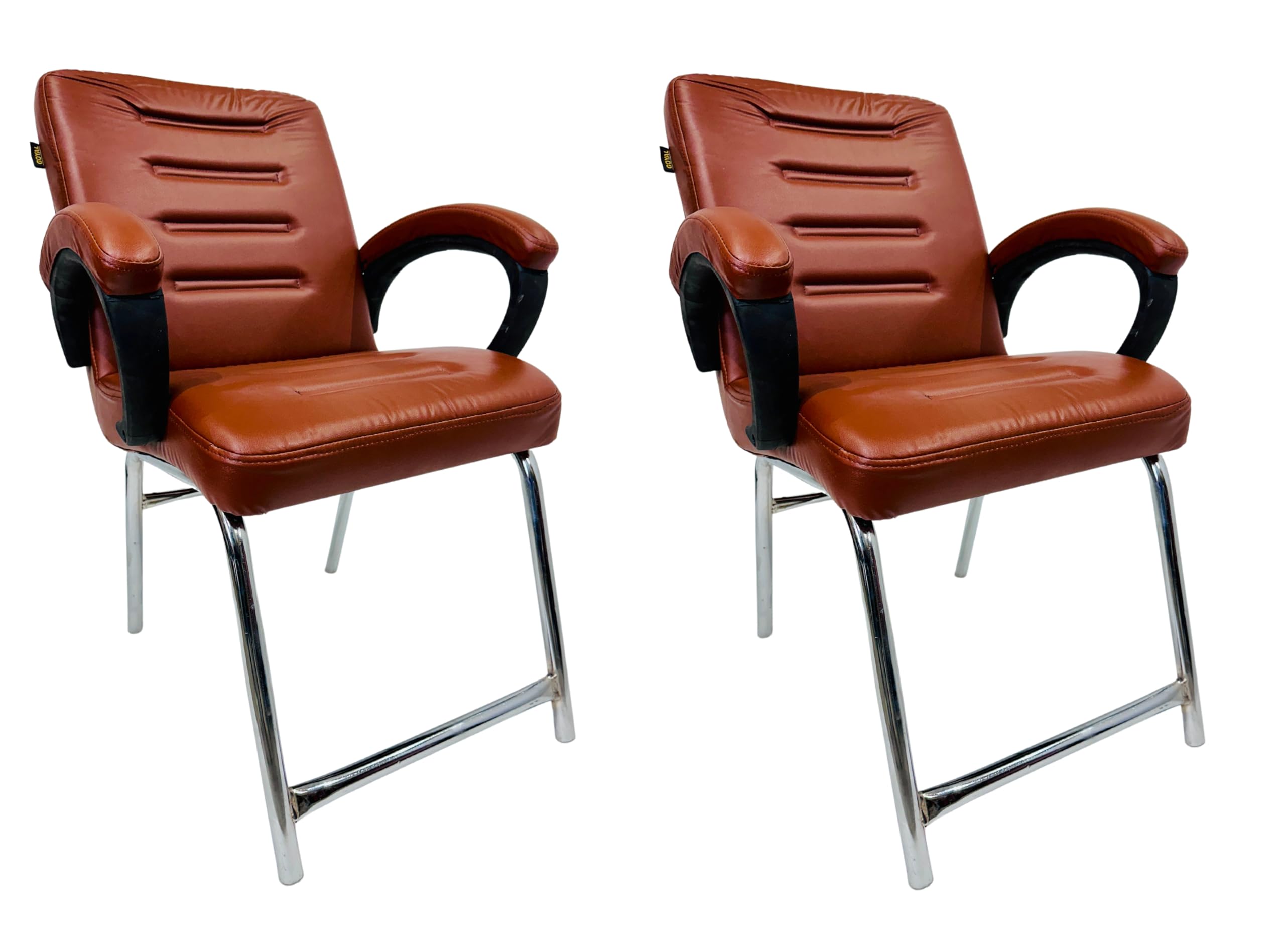 Kithania Executive Office Chair Home Study Chair With Arm Rest And Cushioned Seat Back (2, Brown, H Frame)