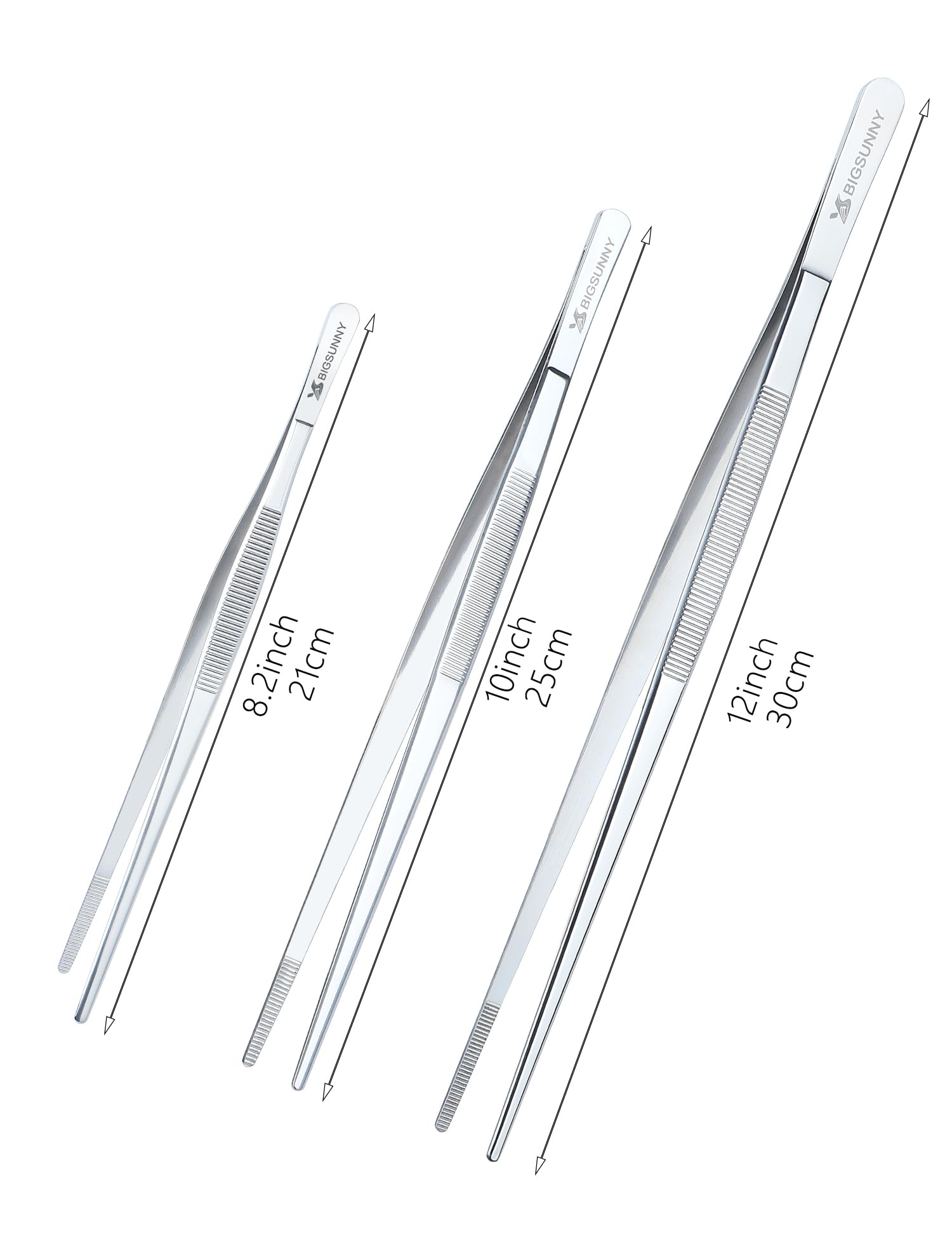 Set Of 3 Kitchen Tweezers Fine Tweezer Tongs, Msy Bigsunny Stainless Steel Food Tweezers, Precision Serrated Tips Food Tongs (8.