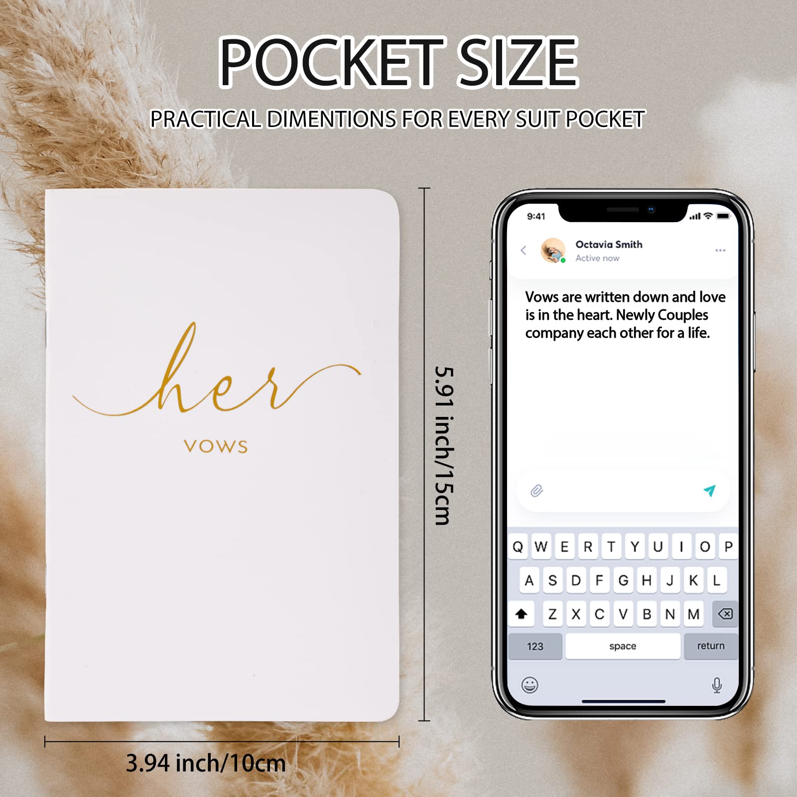 Urnseh Wedding Vow Books His And Hers, Officiant Book For Wedding Ceremony, Gold Foil Wedding Notebook Bride Groom Booklet For W