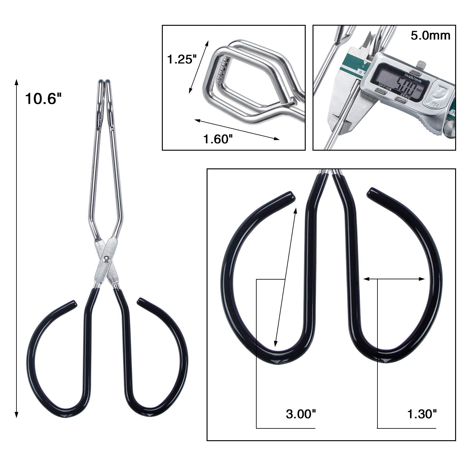 Msy Bigsunny Stainless Steel Scissor Tongs Heavy Duty Cooking Tongs With Soft Handles (2, Black 10'' + 10'')