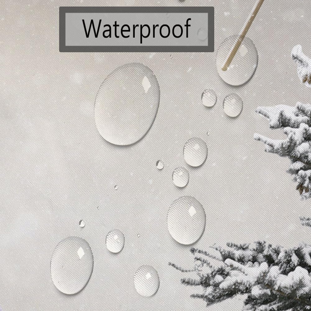 Icteisom Christmas Snowman Shower Curtain, Cute Snowman Snowflake Forest Grey Winter Fabric Shower Curtains For Bathroom, Xmas H