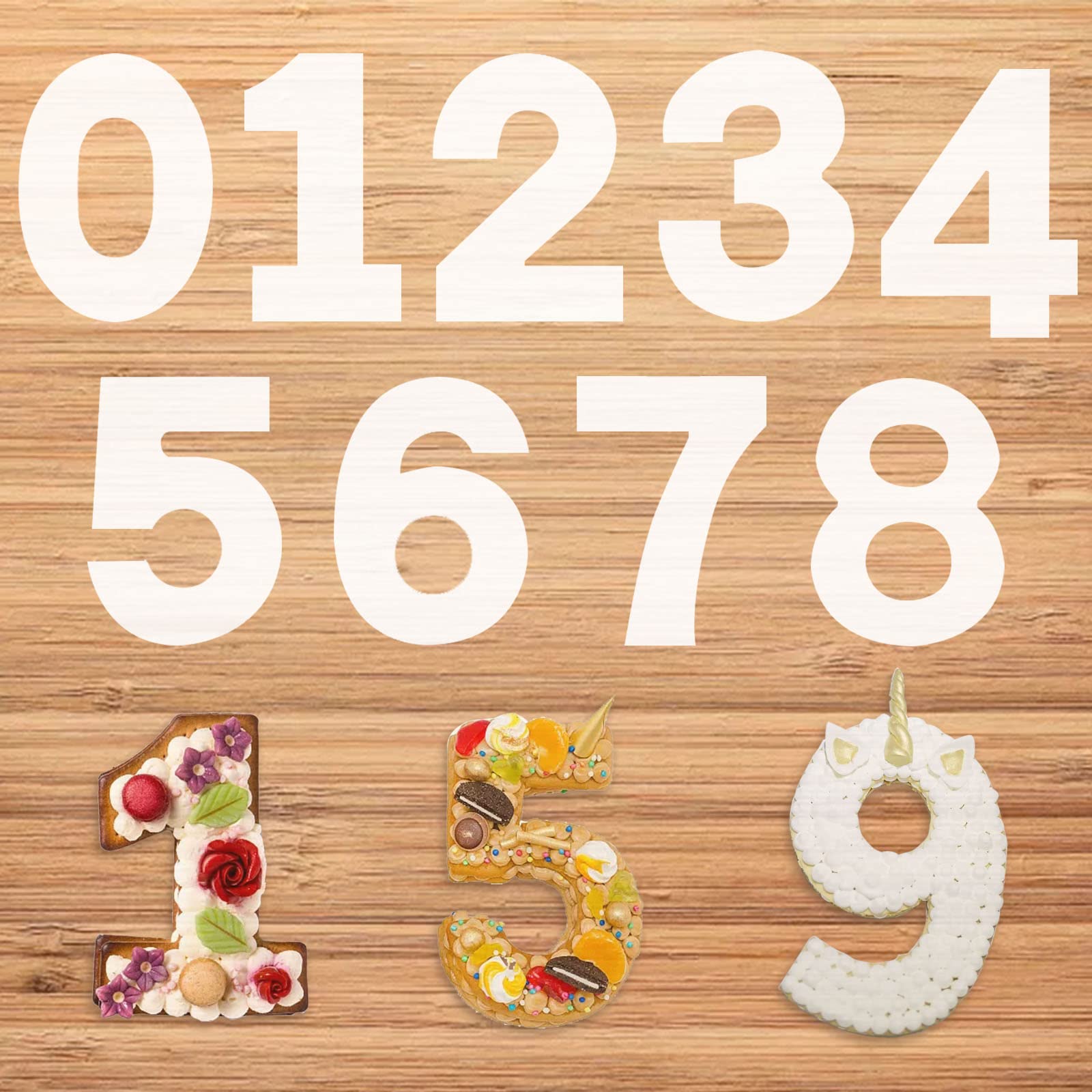 Ciemoda Large Number Stencils Set,Number Cake Stencil,Number0 1 2 3 4 6 7 8 Large Stencils For Painting Walls Floor,Cake Stencil