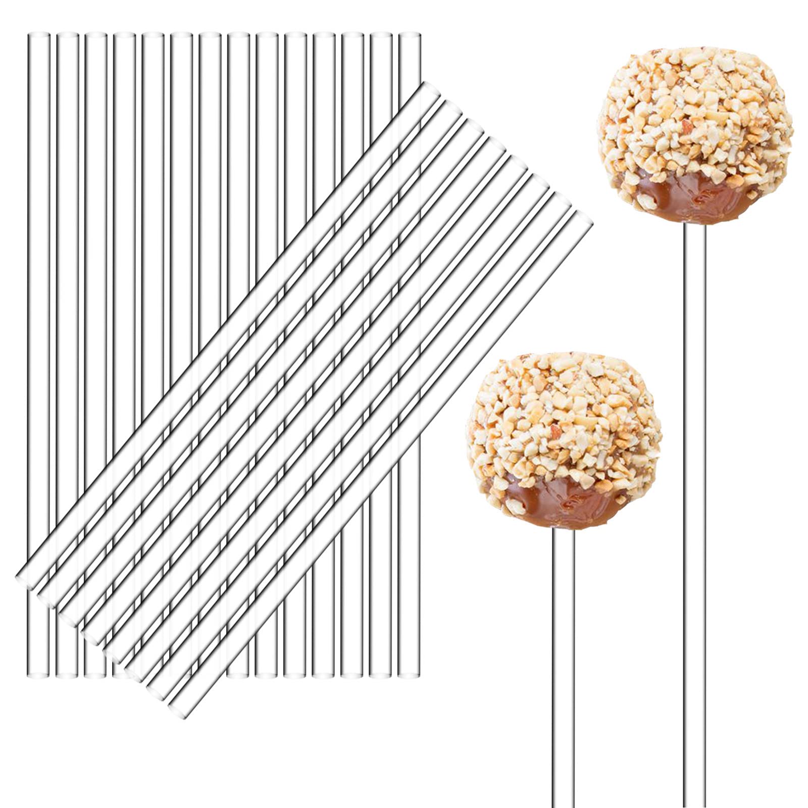 Kamehame 100 Pieces Acrylic Cake Pop Sticks Lollipop Stick Clear Reusable Acrylic Rods For Making Candy, Dessert, Cupcake Topper