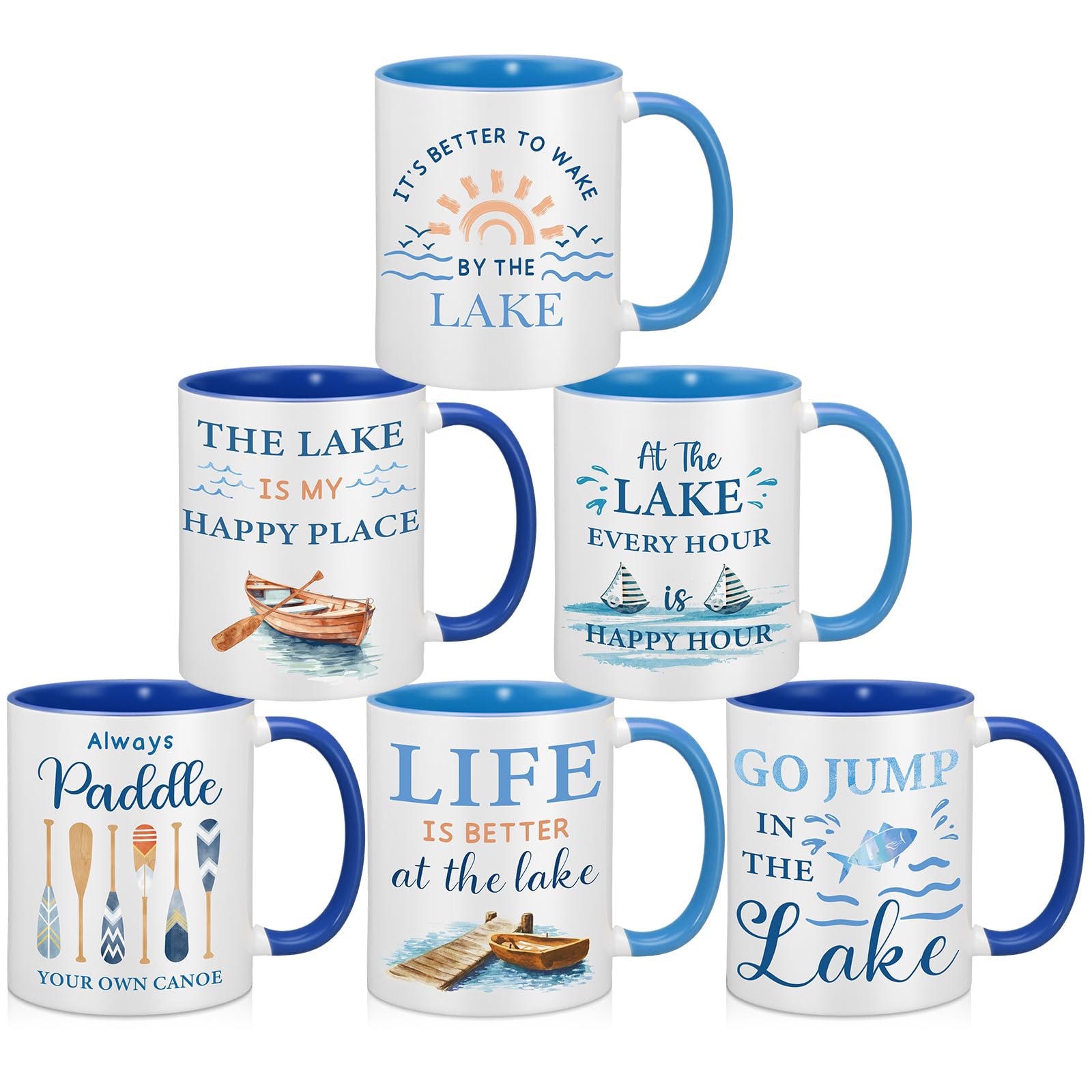 Didaey 6 Pcs Lake House Coffee Mugs Lake Life Gifts Ceramic Cup 12 oz