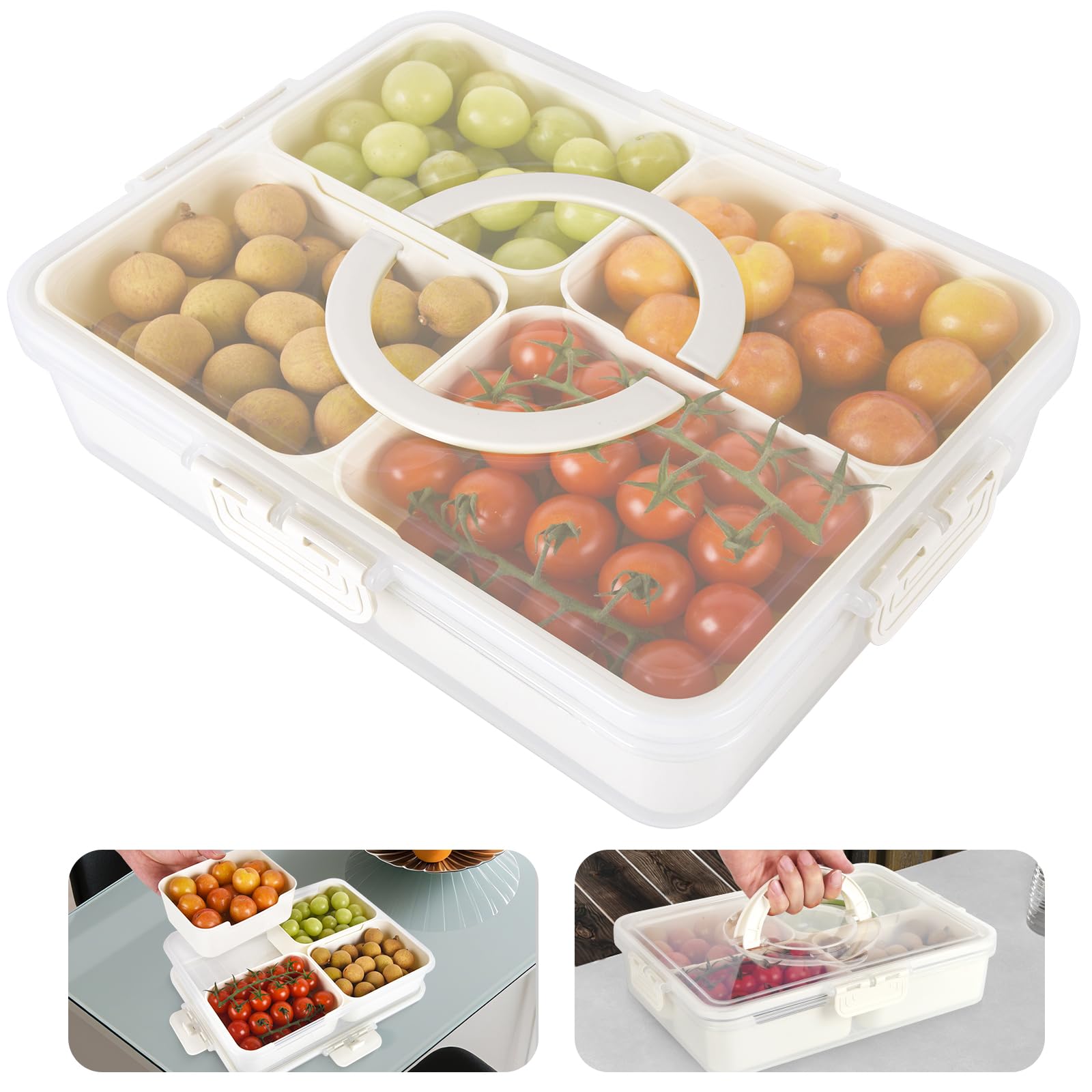 BUNTEY Snackle Box Container 4 Compartments Snack Container with Lids