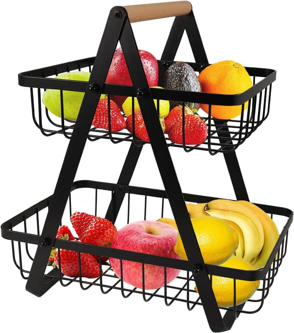 Nieifi Kimee 2 Tier Multi Purpose Storage Basket For Kitchen Counter And Cabinet Organizer Rack Durable Metal Wire Stand For Fru