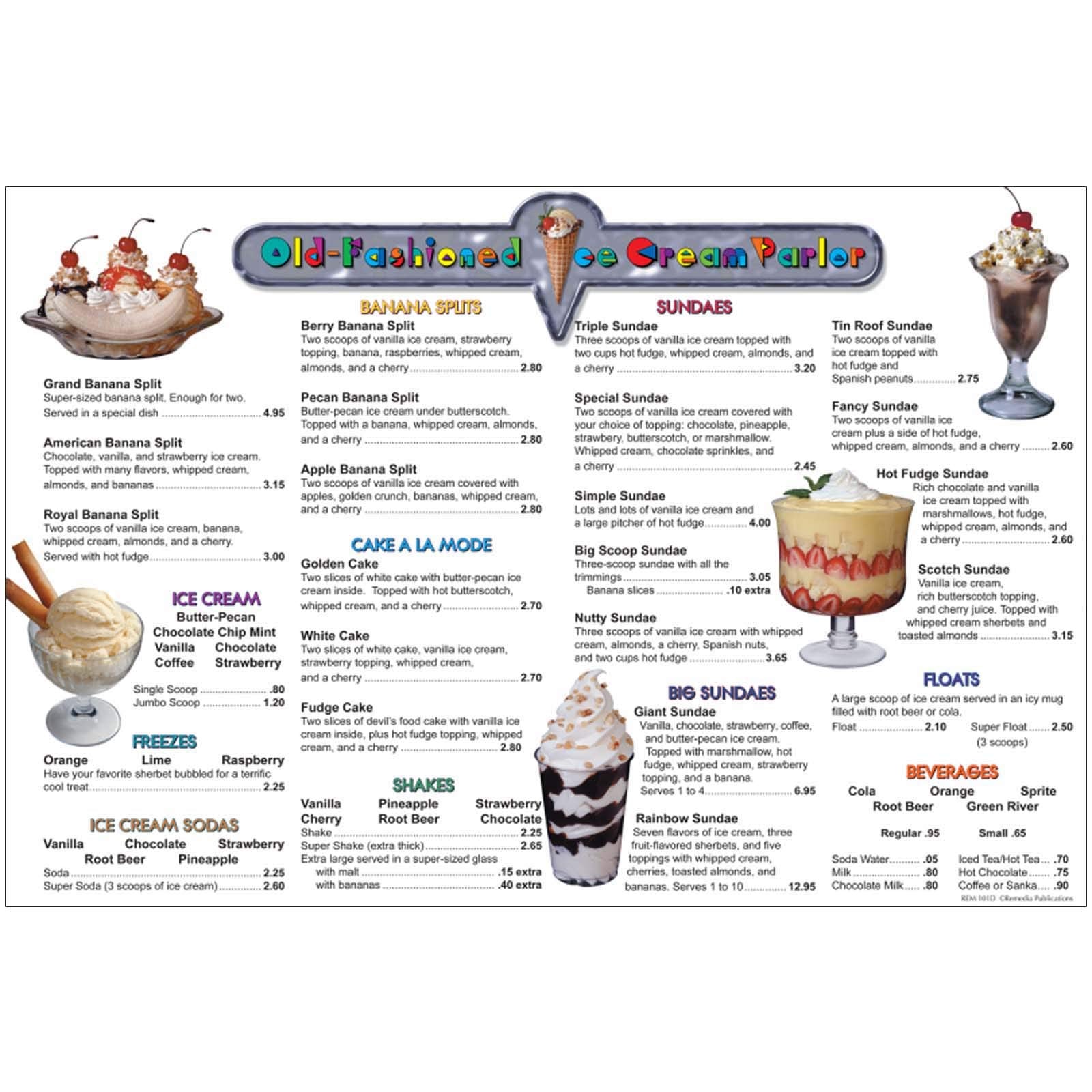 Remedia Publications Rem101D Menu Math: Old Fashioned Ice Cream Parlor, 6 Extra Menus, 0.24 Height, 8.35 Wide, 11.1 Length (6 Pe