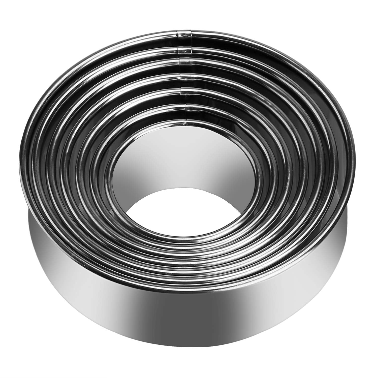 Kspowwin 7 Pieces Stainless Steel Cookie Cutter Set Biscuit Plain Edge Round Cutters Sizes Shape Molds Ranging From 2-4.3 Inches