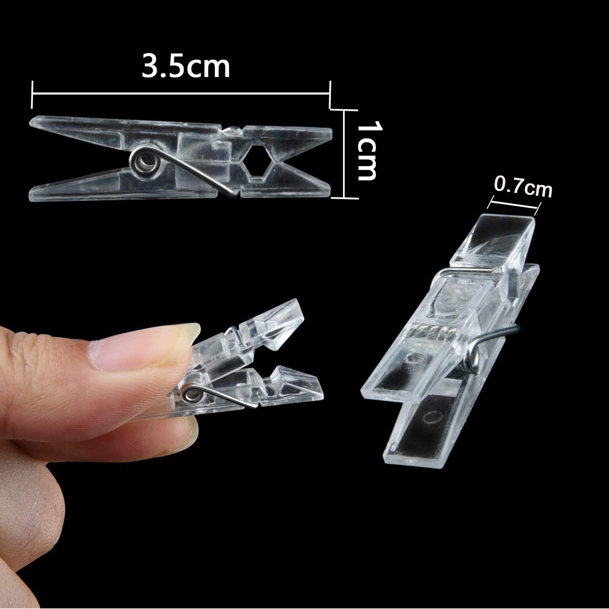 128 Pieces Photo Clips Mini Transparent Plastic Clear Clips, Clothespins Binder Clips For Hanging String Fairy Lights Picture, P