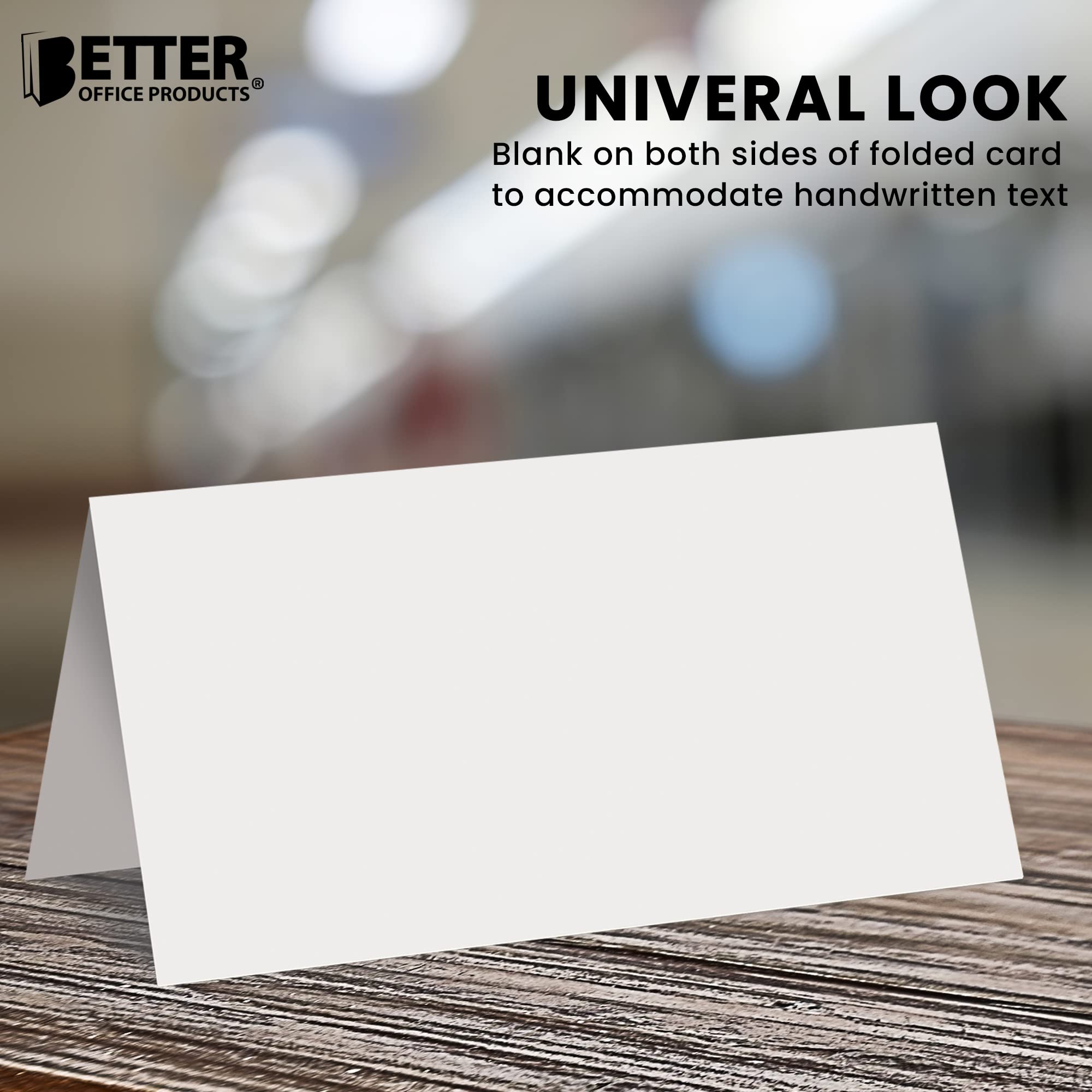 Better Office Products 100 Pack Blank White Place Cards, 2 X 3.5 In, Folded Table Tent Cards For Weddings, Dinner Parties, Buffe