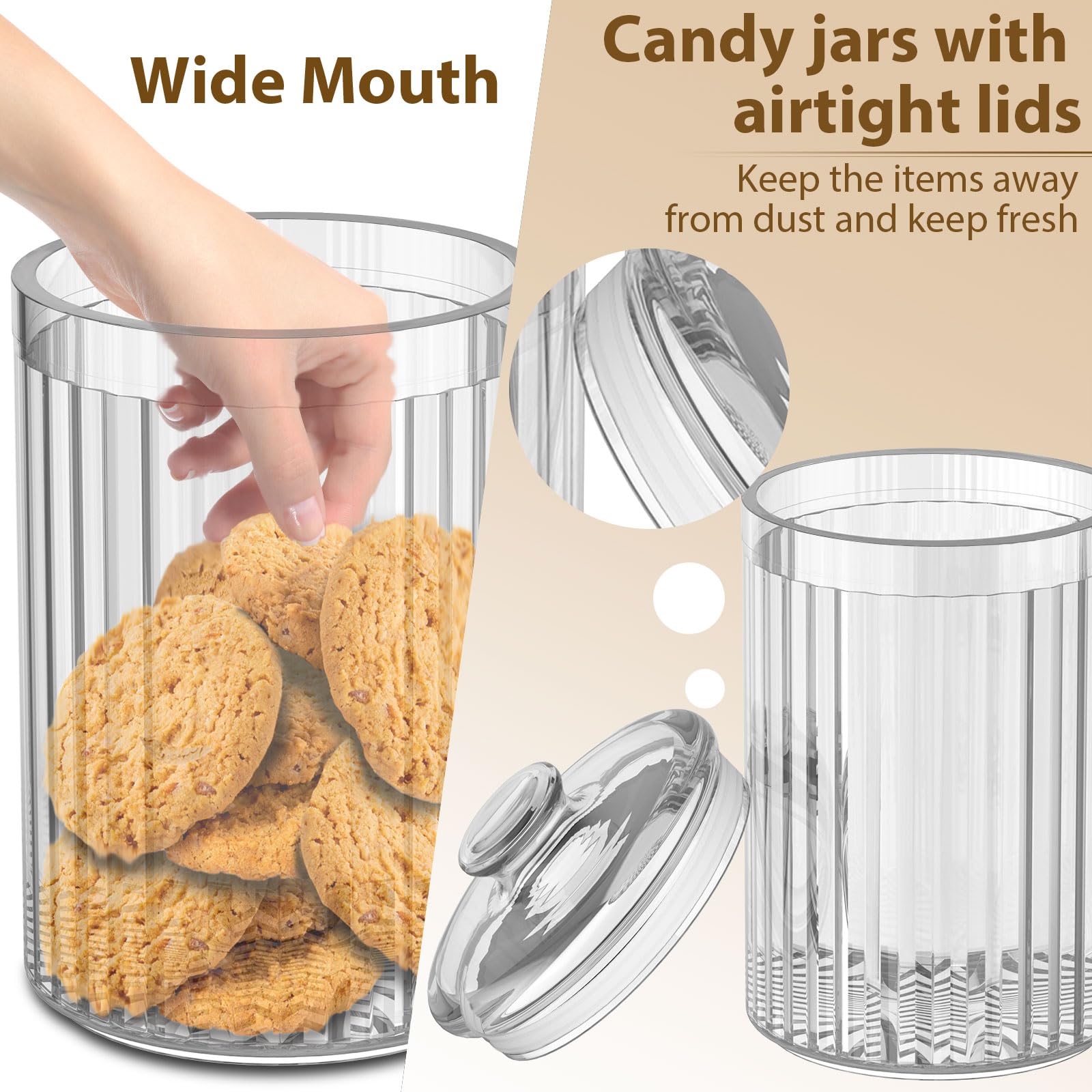Vinkoe Cookie Jar, 51Oz Acrylic Candy Jars With Lids, Apothecary Jars, Clear Cookie Jars For Easter, Christmas, Candy Buffet, Of