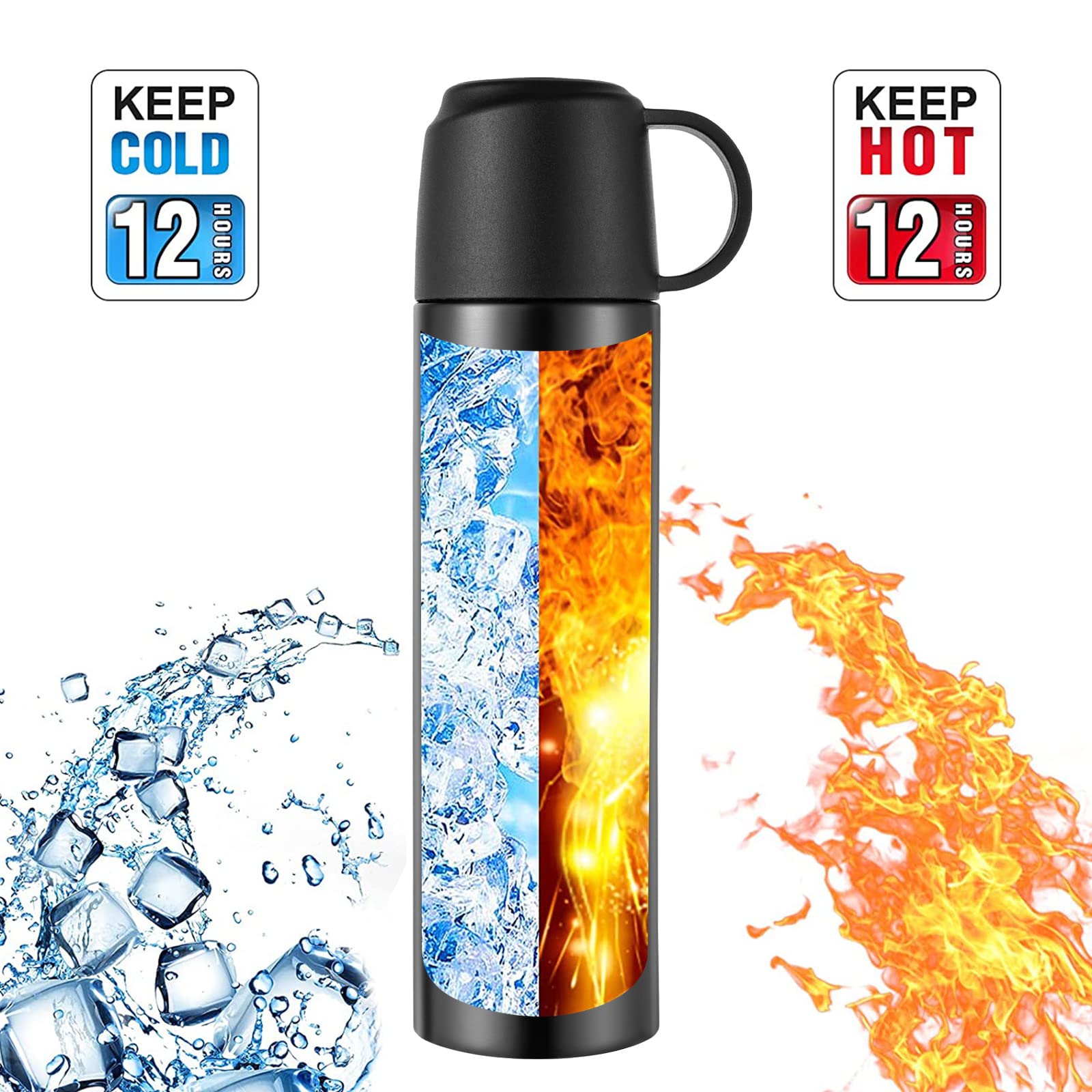 Stainless Steel Water Bottle-Insulated Vacuum Coffee Cup With Leakproof Lid & Cup,Double Walled Flask Cup,Sport Travel Mug Keeps