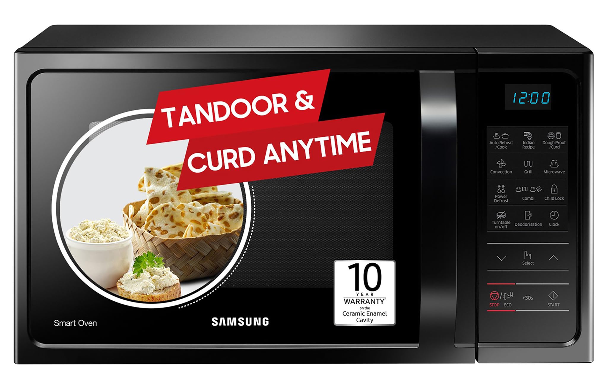 Samsung 28L, Convection Microwave Oven With Curd Making(Mc28A5013Ak/Tl, Black, Ceramic Enamel Cavity With 10 Year Warranty)