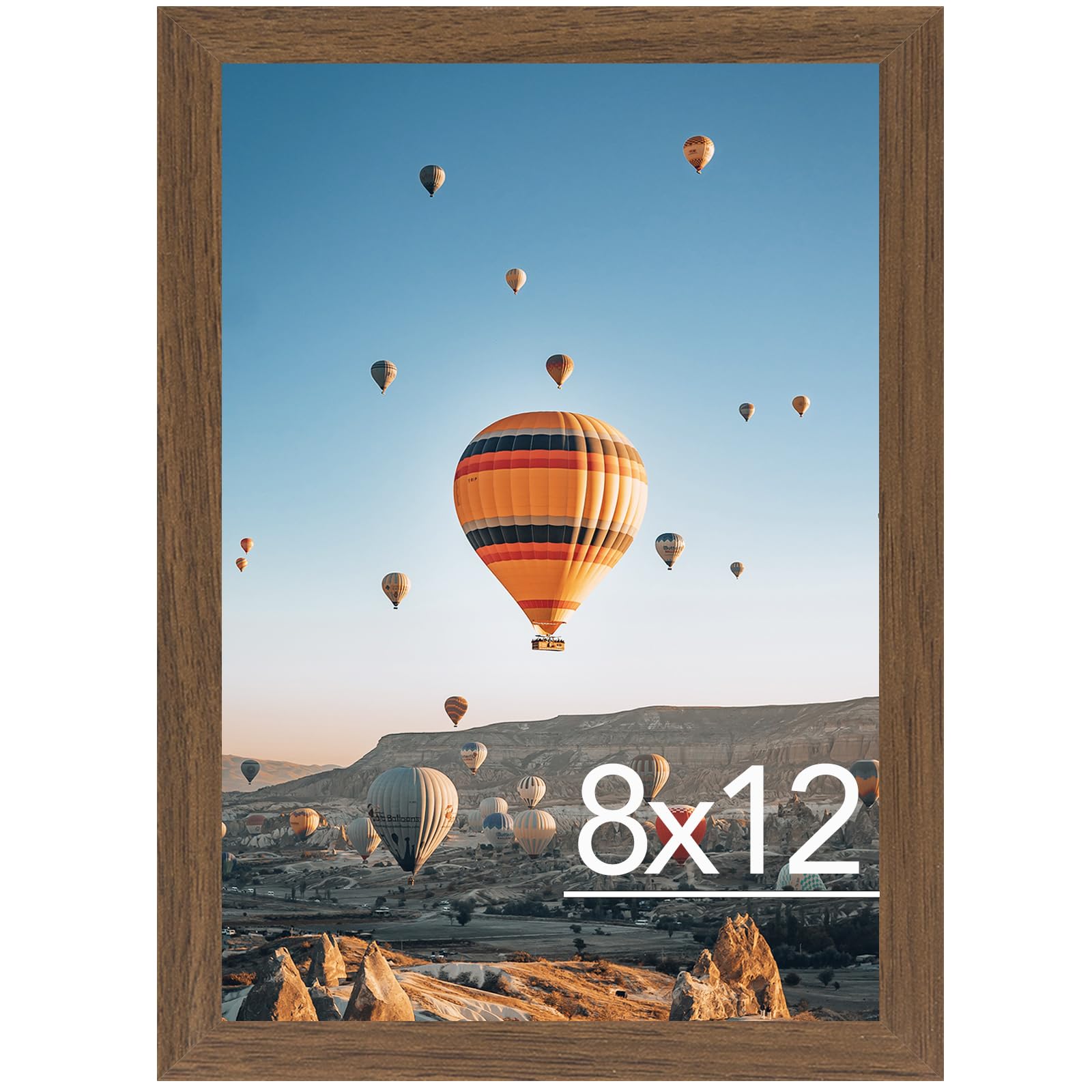 JCJMY 8x12 Picture Frame Brown for Wall Hanging or Tabletop, Wall Mounting Horizontally or Vertically, 8 x 12 Wall Gallery Poste