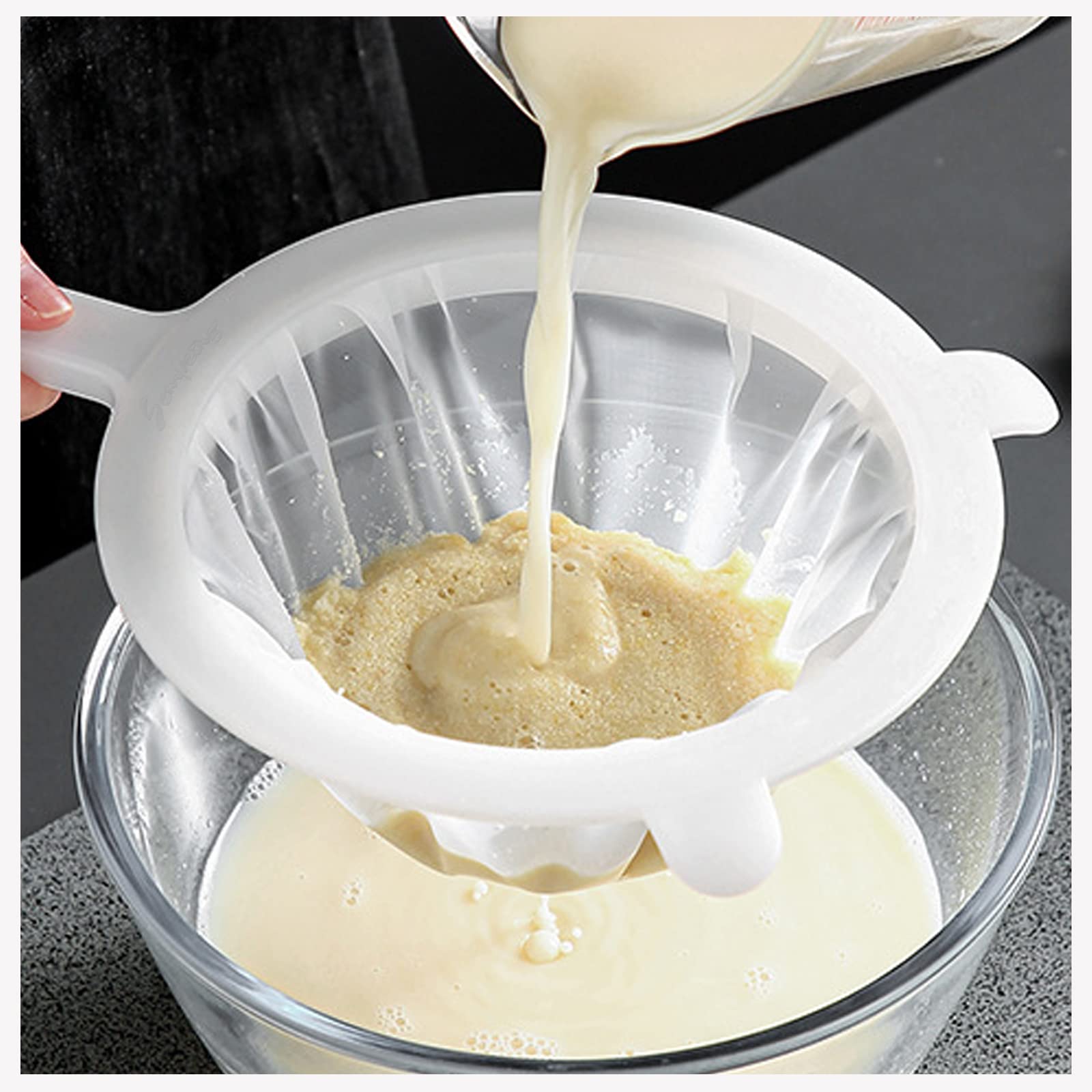 Kitchen Ultra-Fine Nylon Mesh Strainer Food Yogurt Mesh Sieve Plastic Mesh Colander With Handle Mini Brine Shrimp Separation Net