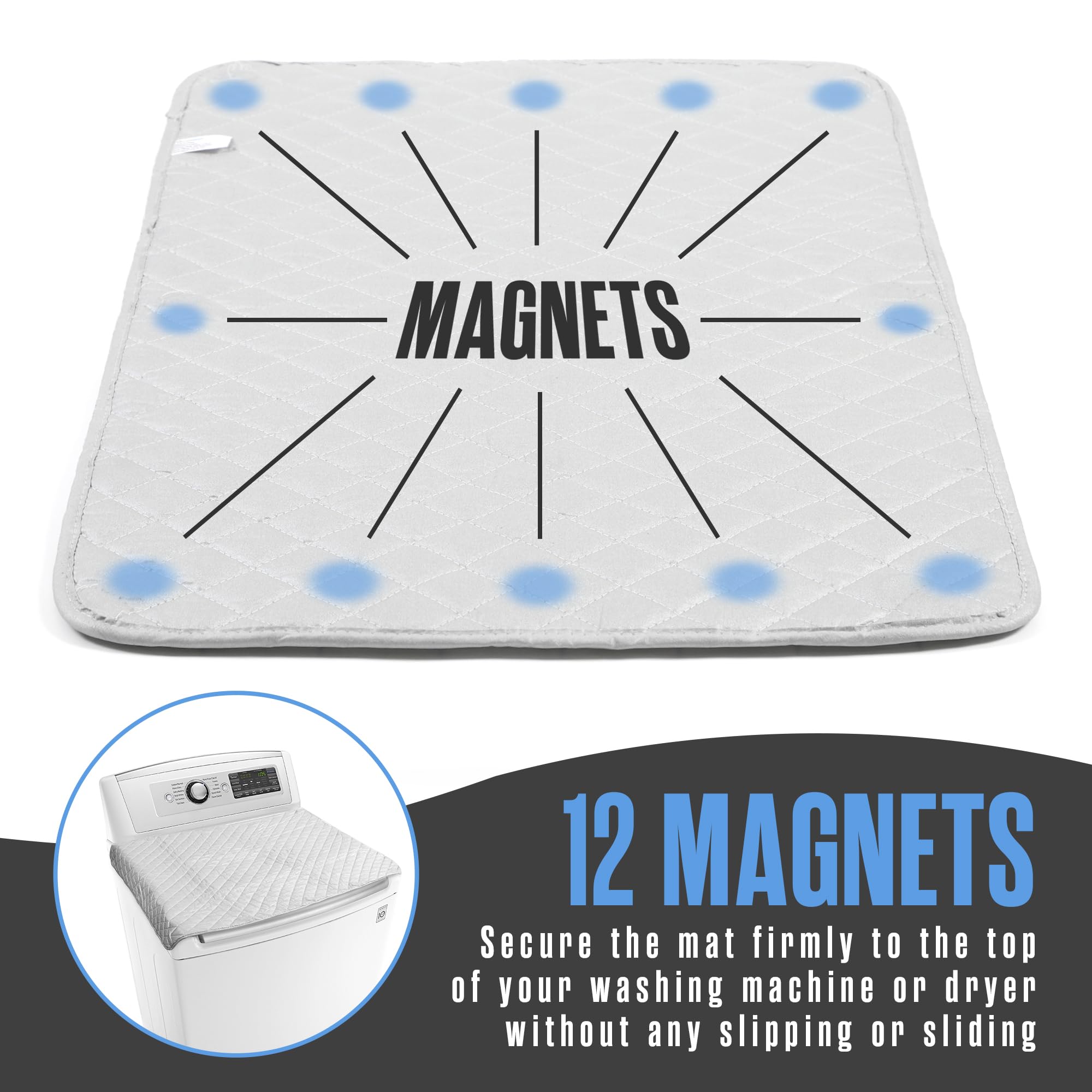 Houseables Magnetic Ironing Mat, Portable Iron Board, Heat Resistant Tabletop Pad, 36''X30'', Gray, Quilted, Dryer Top Cover For