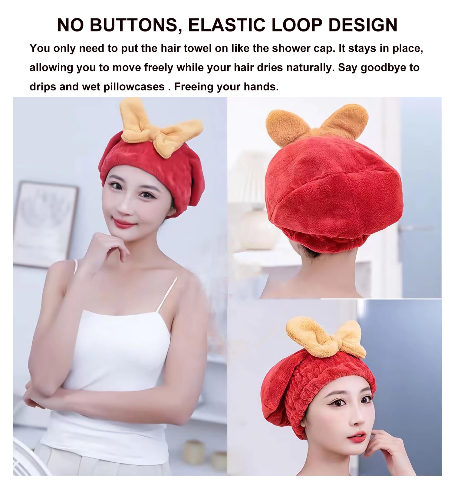 YUMINGUHC Ultra Absorbent Hair Quick Drying Towel for Women Girls New Microfiber Hair Towel Wrap Dry Turban Soft Bow Tie Ploppin