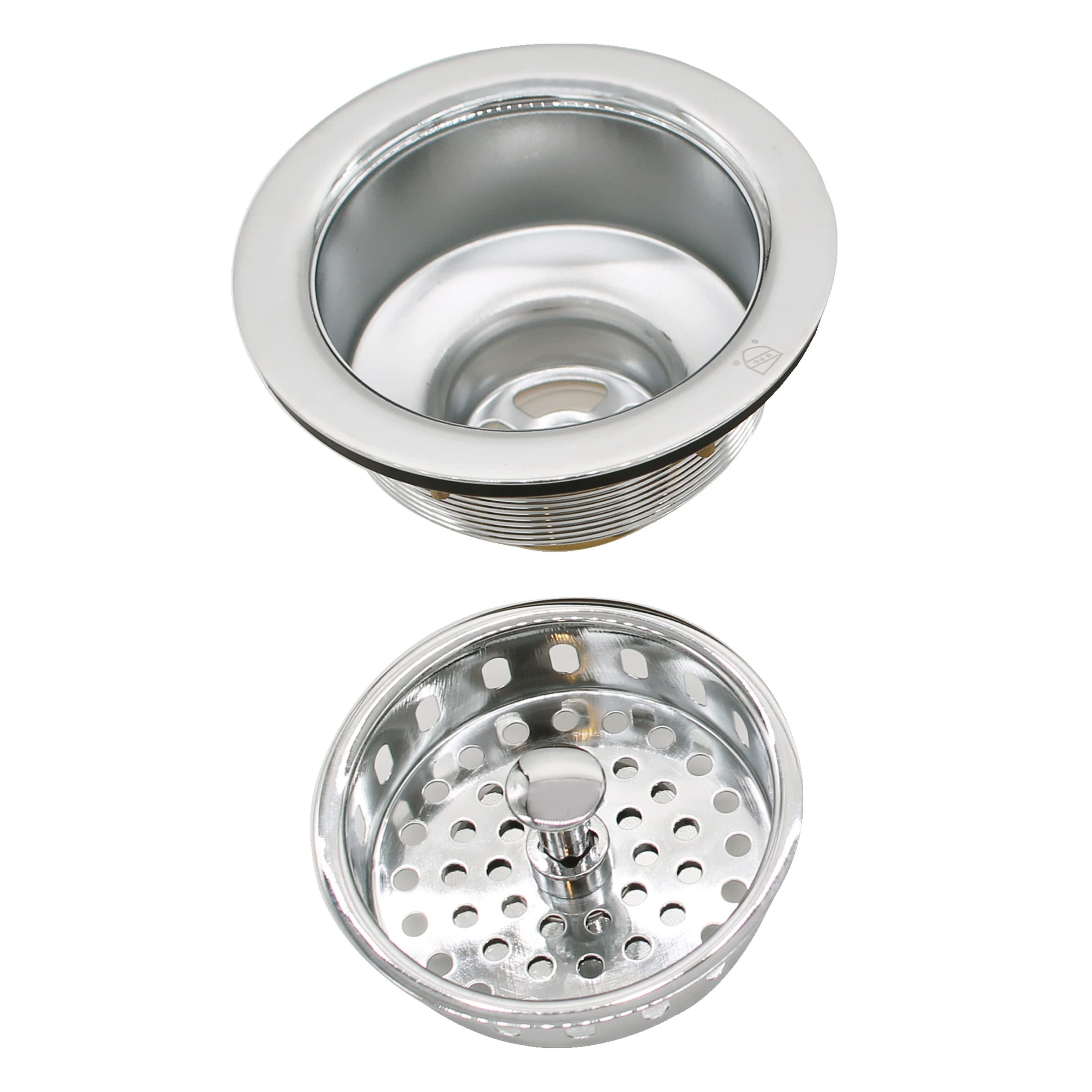 Westbrass Co2196-05 Combo Pack 3-1/2'' Post Style Large Basket Strainer And Extra-Deep Collar Kitchen Sink Waste Disposal Flange