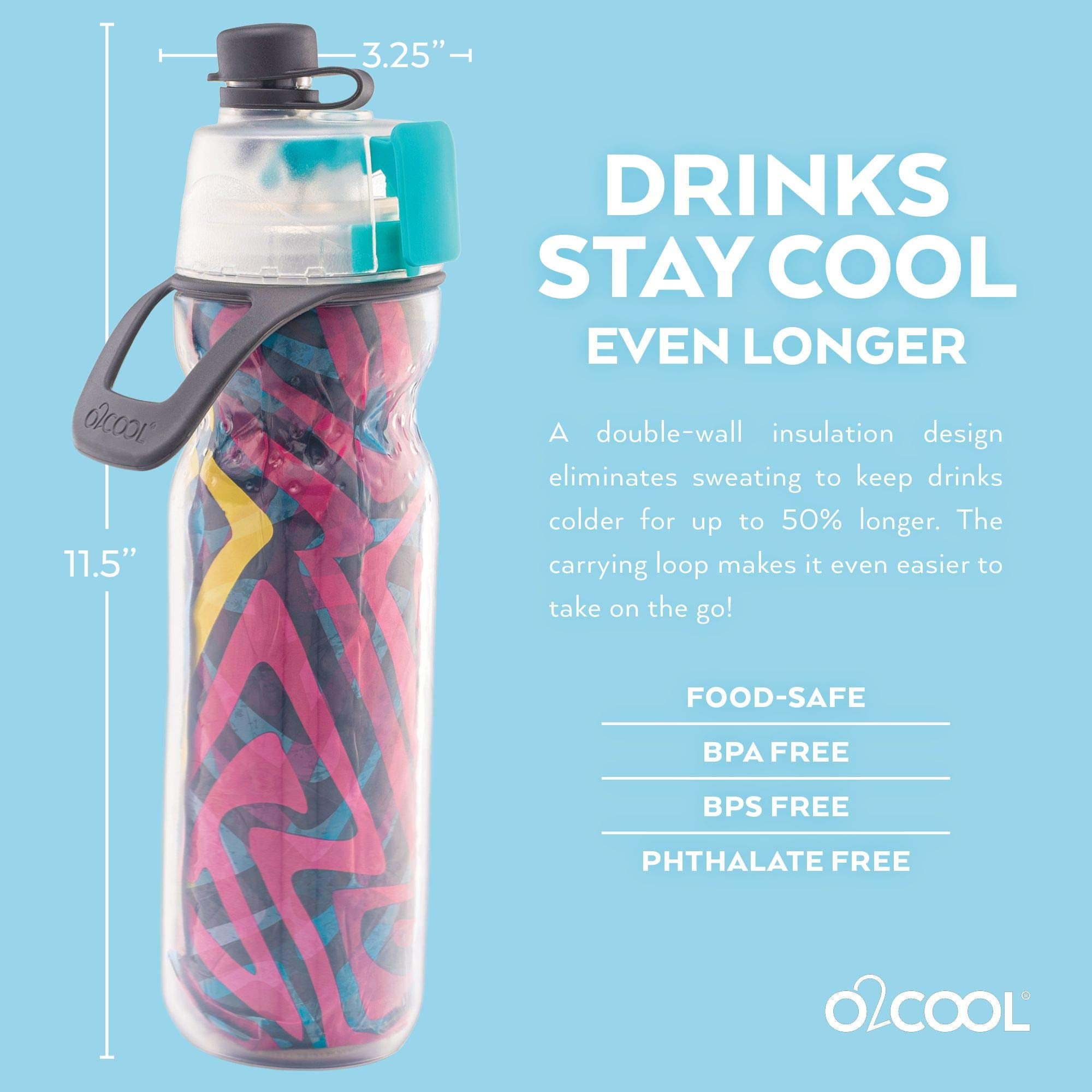 O2Cool ArcticSqueeze Insulated Mist 'N Sip Squeeze Bottle - 20 Ounce  Artist Four