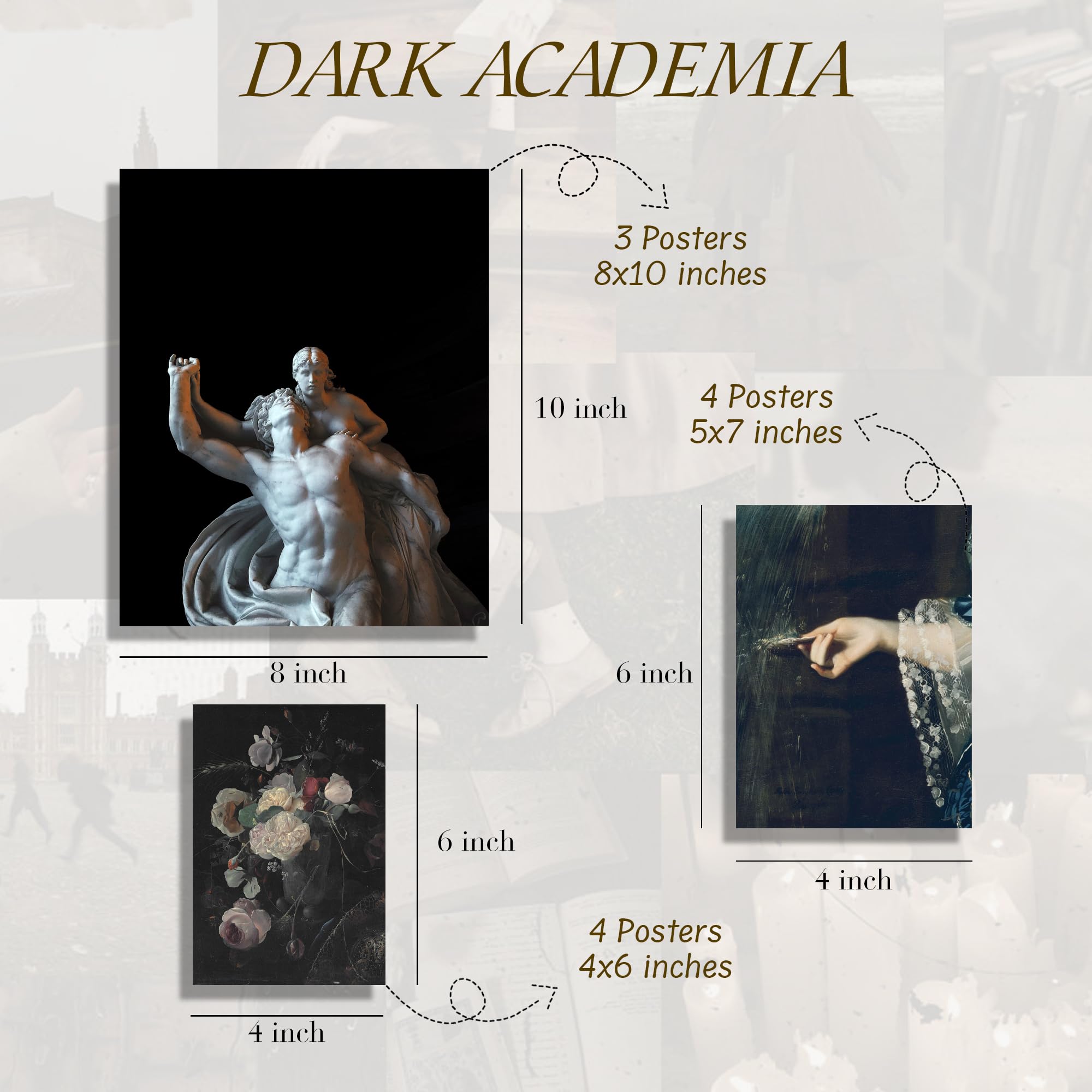 Waschbr Gothic Wall Art Decor, Dark Academia Wall Prints For Bedroom, Wall Collage Kit Pictures For Living Room, Witchy Posters