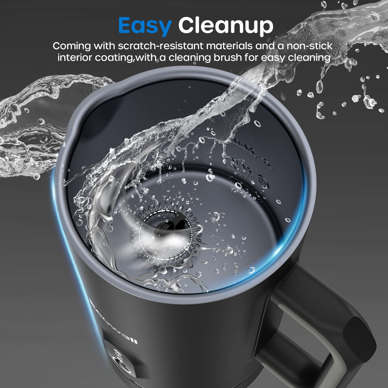 Ecowell Milk Frother And Steamer, Frother For Coffee, 8.1Oz/240Ml Coffee Frother Electric, Warm And Cold Foam Frother, Milk Stea