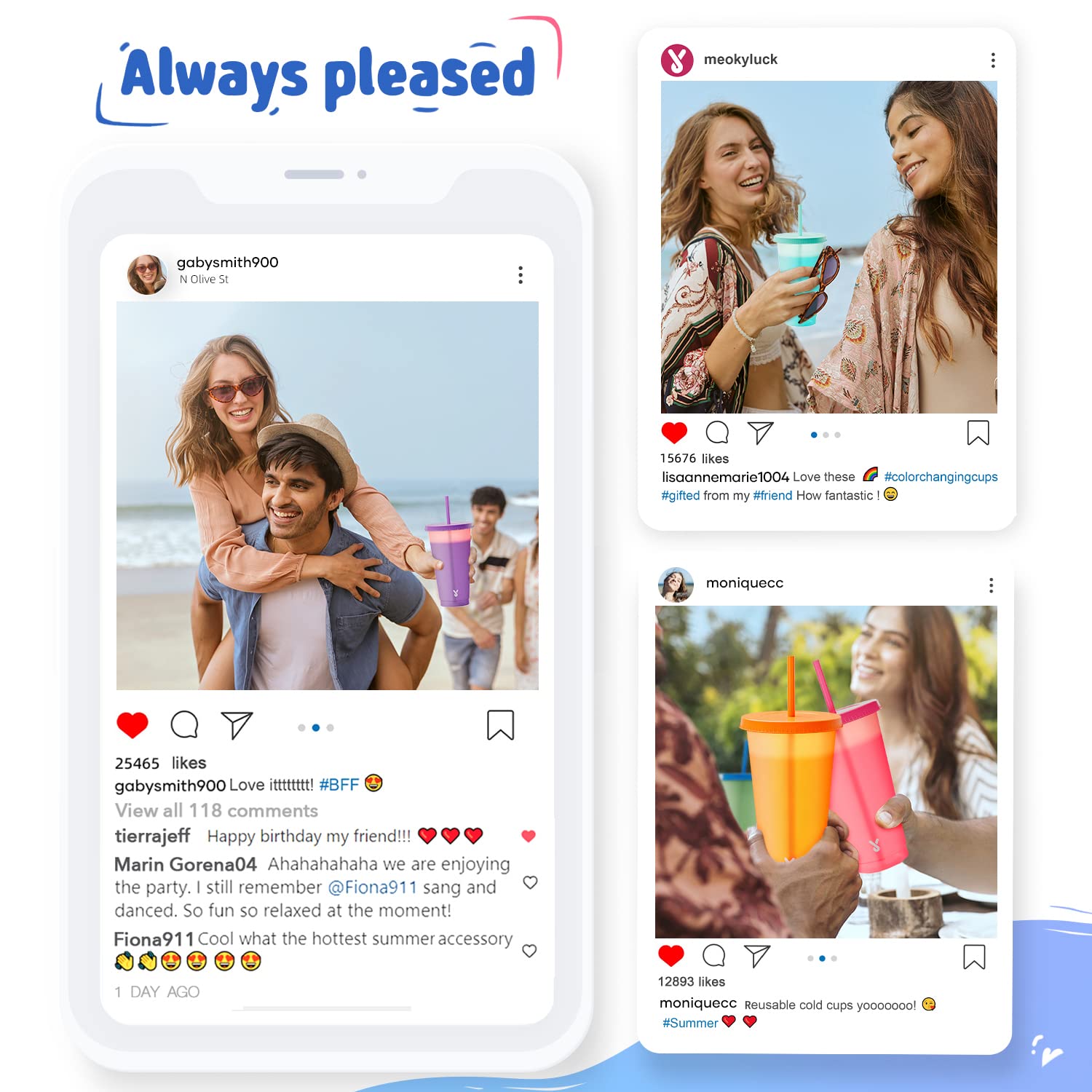 Meoky Plastic Cups With Lids And Straws Bulk - 6 Pack 24 Oz Color Changing Reusable Cups With Lids And Straws For Adults Kid Wom