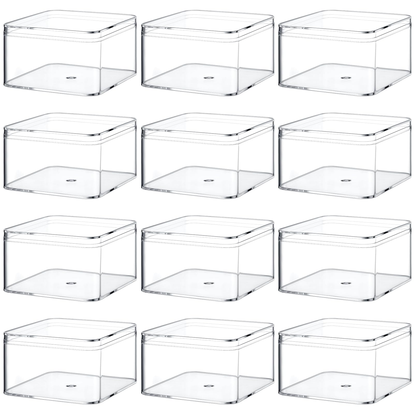 Juexica 12 Pcs Clear Acrylic Box with Lid Plastic Small Acrylic Boxes Decorative Storage Box Jewelry Display Mini Clear Containe