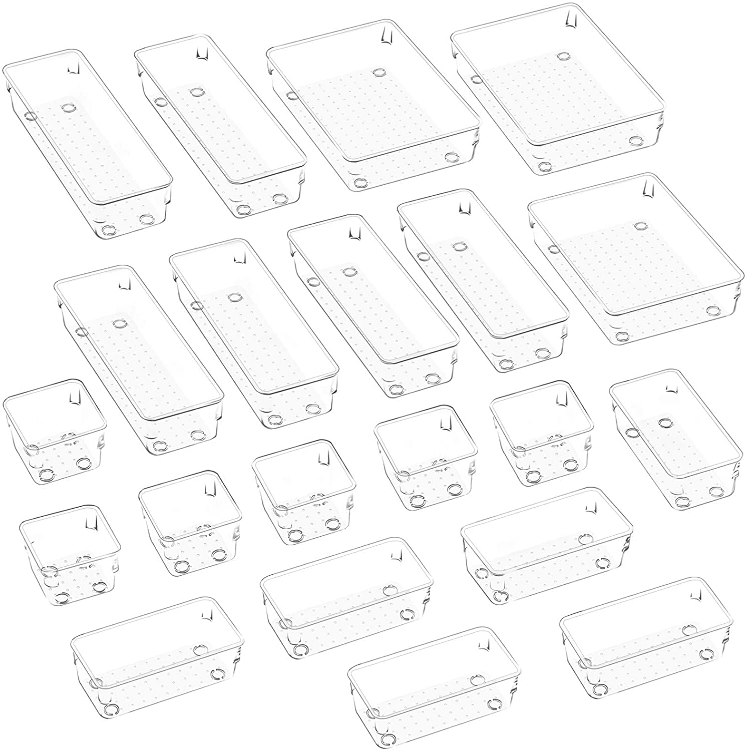 Zollyss Desk Drawer Organizers Trays Set Clear Plastic Storage Bins Bathroom Drawer Tray Dividers Vanity Trays Organizer For Bed