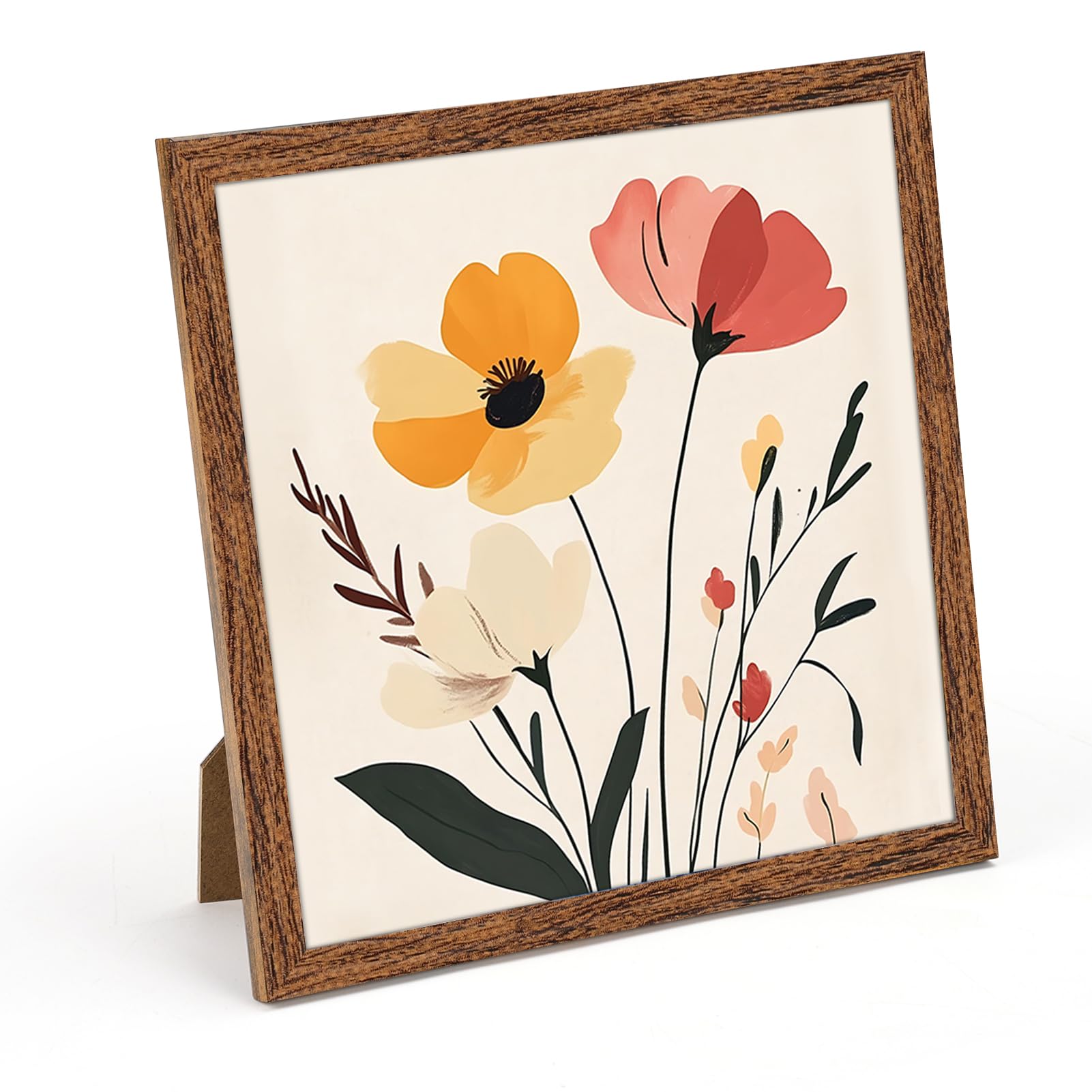 Giftgarden 8x8 Picture Frame Walnut Brown, 8 by 8 Thin Square Photo Frame for Gallery Wall Tabletop Display, Single