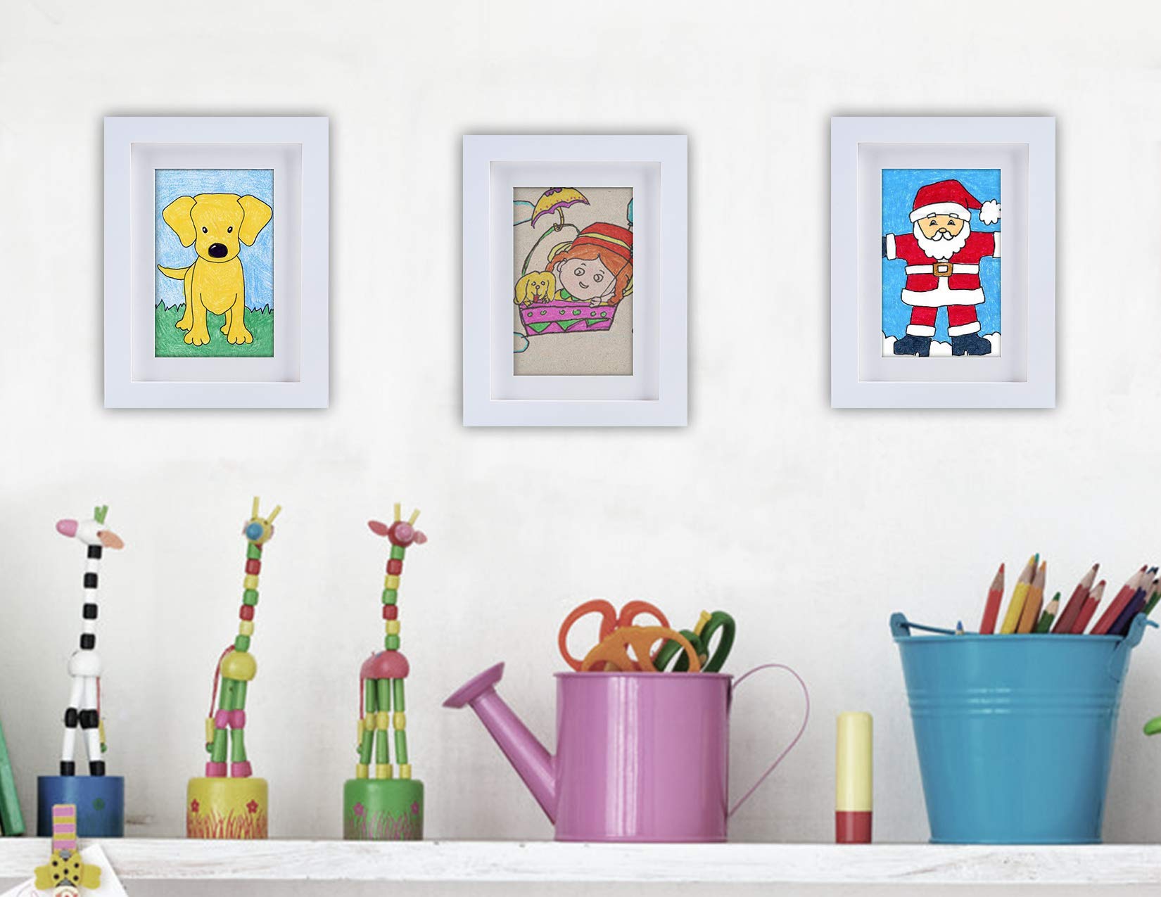 5x7 White Picture Frames Natural Solid Wood 4 Pack for Wall Mounting and Tabletop Display