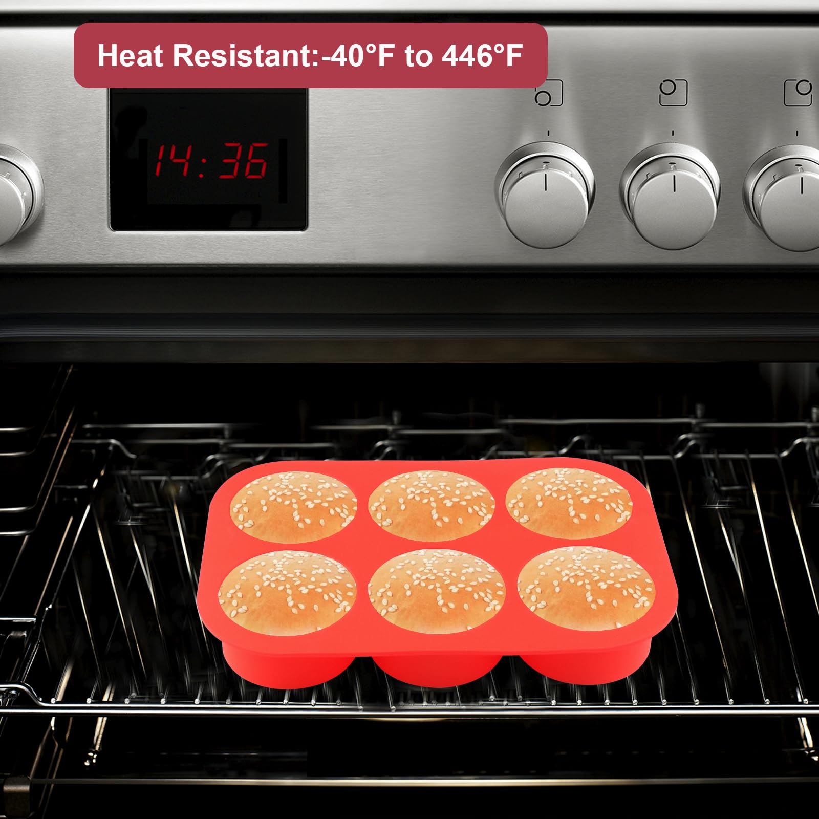 Nalchios Silicone Egg Bites Molds, 6-Cavity Non-Stick Baking Pans, Red, 3 Inch, Model NL-EGMold-6