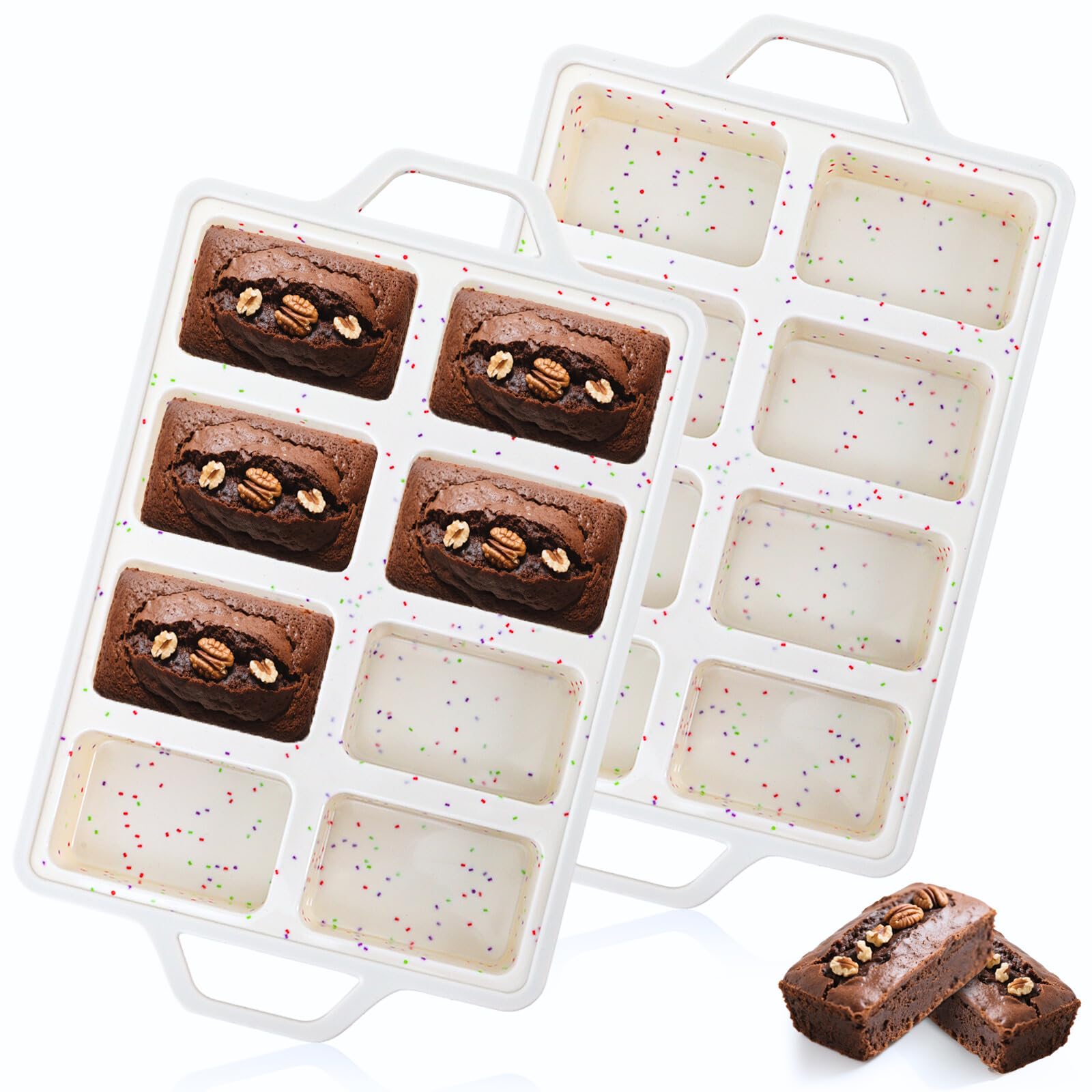 Nagpew 2 Pack Silicone Mini Loaf Pans, Reinforced Metal Frame