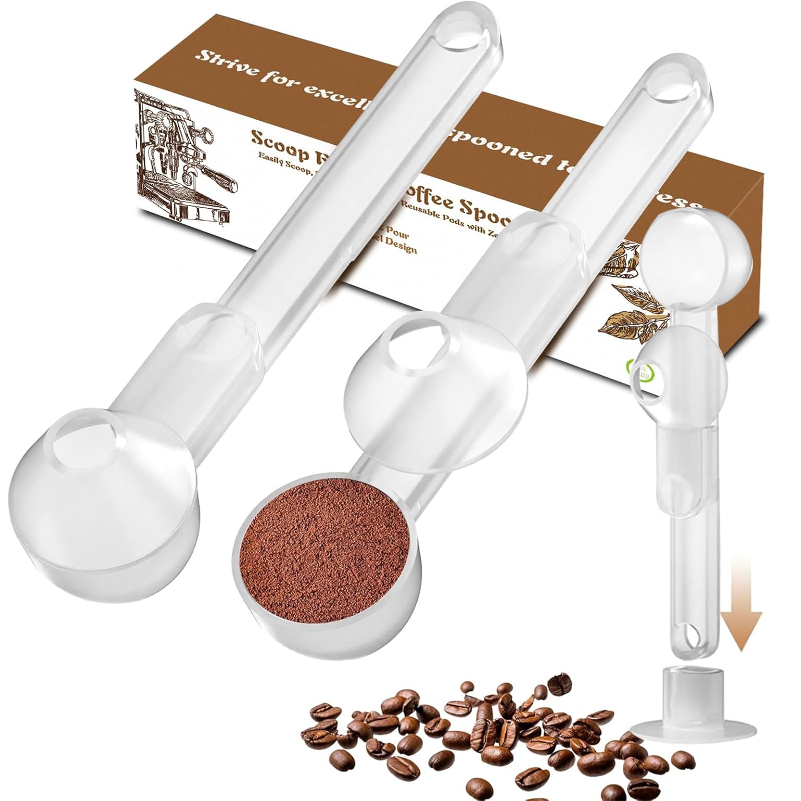 Coffee Scoop with Funnel for Ground Coffee, Protein Powder & Tea, for Reusable K Cup Refiller, 2TBSP Mess-Free, Funnel Design Pr