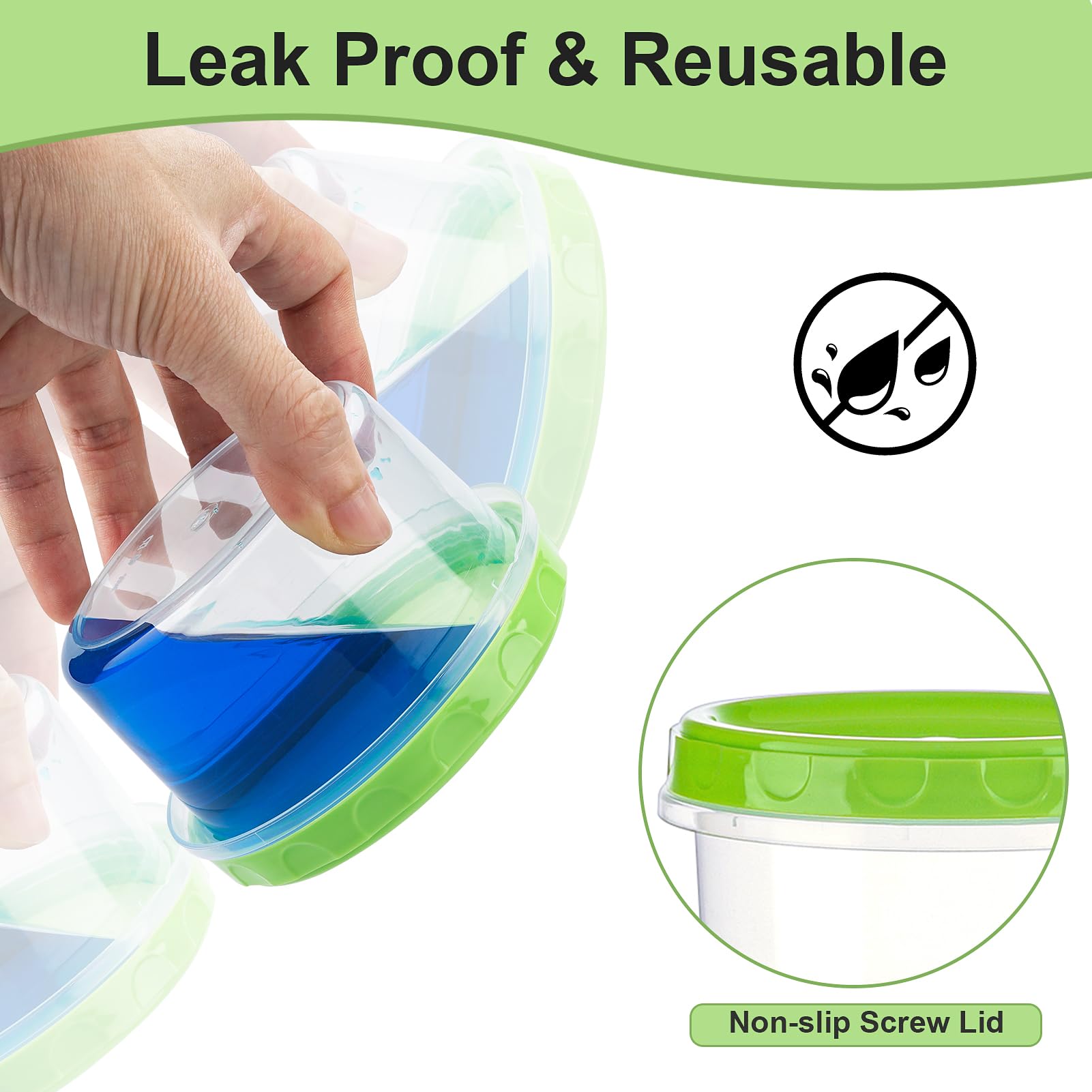 Kitchen Gims 8 Oz Plastic Containers With Lids Leak Proof Freezer Containers 12 Pack Meal Prep Jars Reusable Food Storage Contai