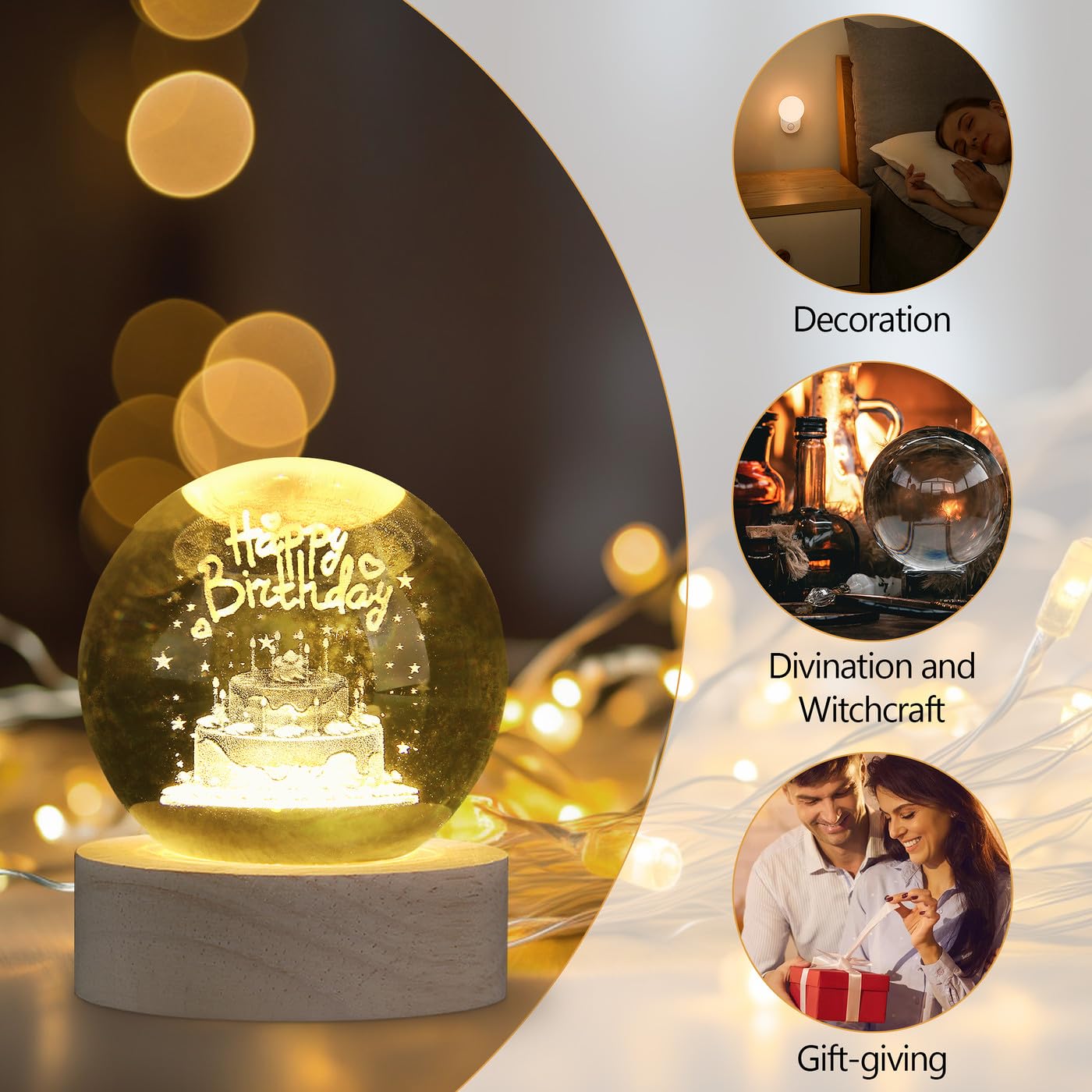 MAIBAOTA Birthday Decor Crystal Ball 2.4 Inches Glass Ball Birthday Gifts for Women Crystal Decorations Figurines Sphere for Hom