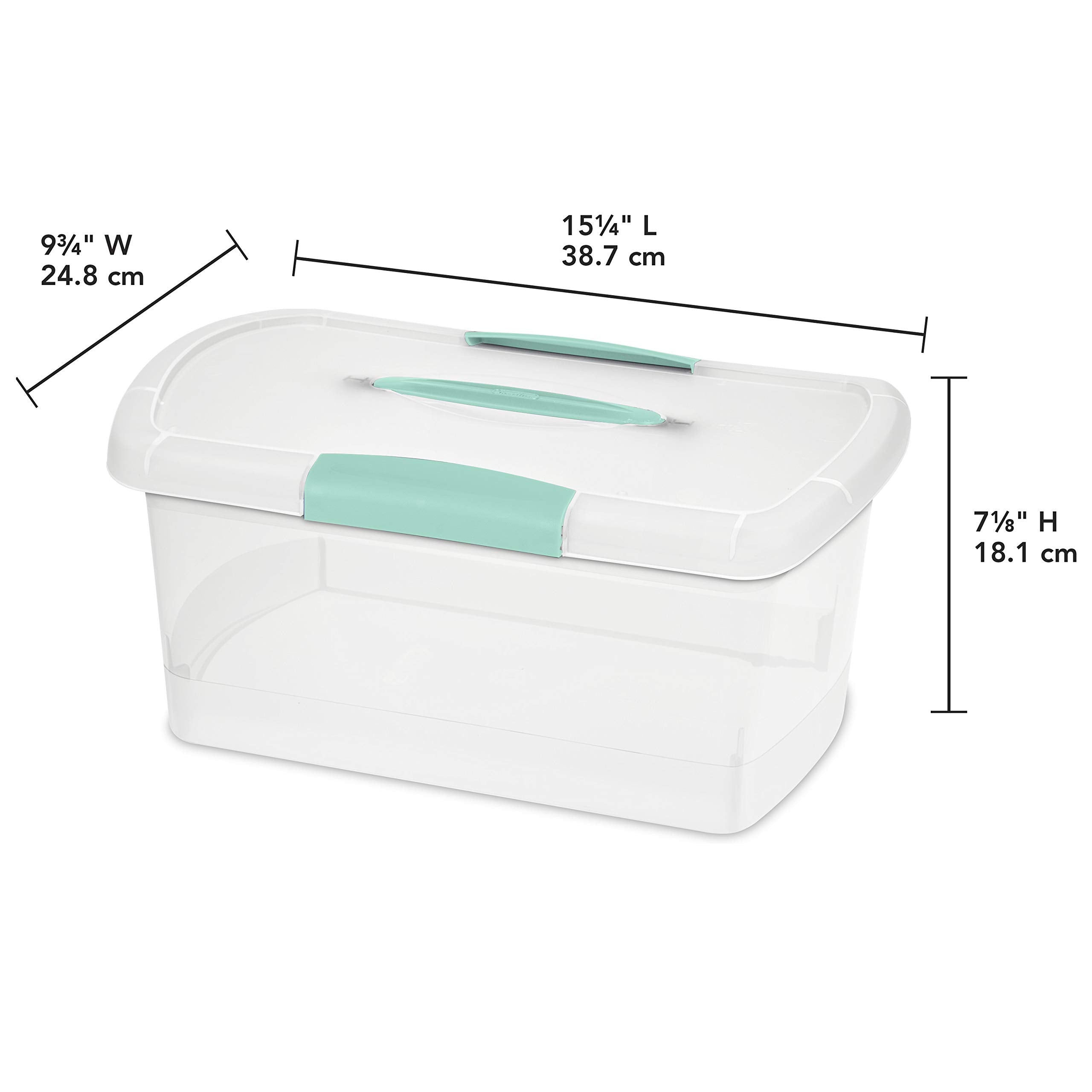 Sterilite Medium Nesting Showoffs, Stackable Small Storage Bin With Latching Lid And Handle, Plastic Container To Organize Home,