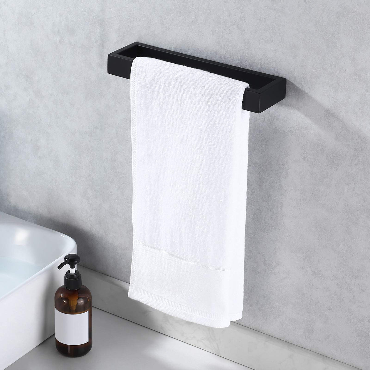 Kes Hand Towel Holder Black Towel Ring 10 Inch Towel Holder Matte Black Modern Wall Mount Sus304 Stainless Steel, A23080-Bk