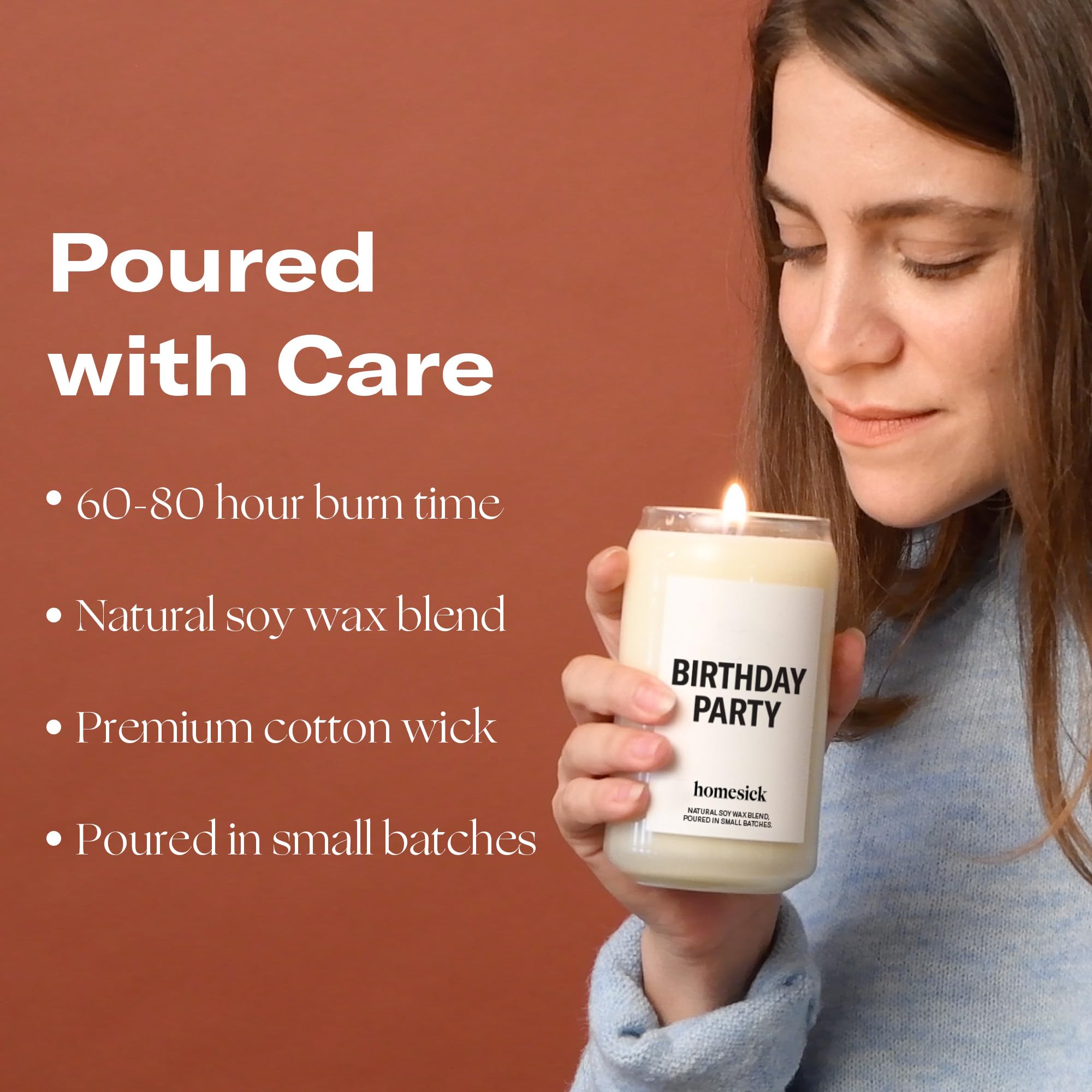 Homesick Premium Scented Candle, Birthday Party - Scents of Butter, Cream, Vanilla, 13.75 oz, 60-80 Hour Burn, Natural Soy Blend