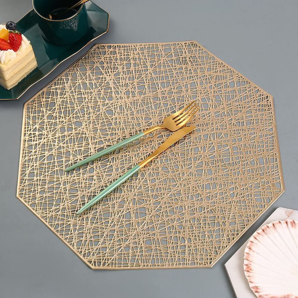 Xmkuwa Placemats 15 Inch Pressed Vinyl Round Table Mates For Dining Table Set Of 6, Washable And Wipeable Kitchen Place Mat For